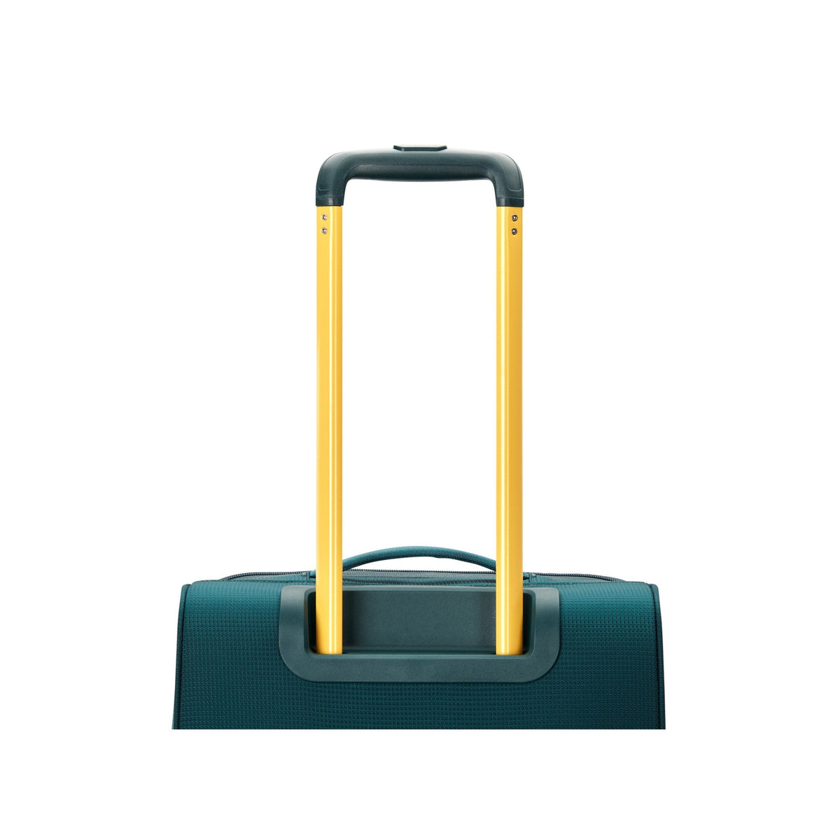 High Sierra Hi-Life Medium Wheeled Duffel Green/Yellow telescoping handle detail