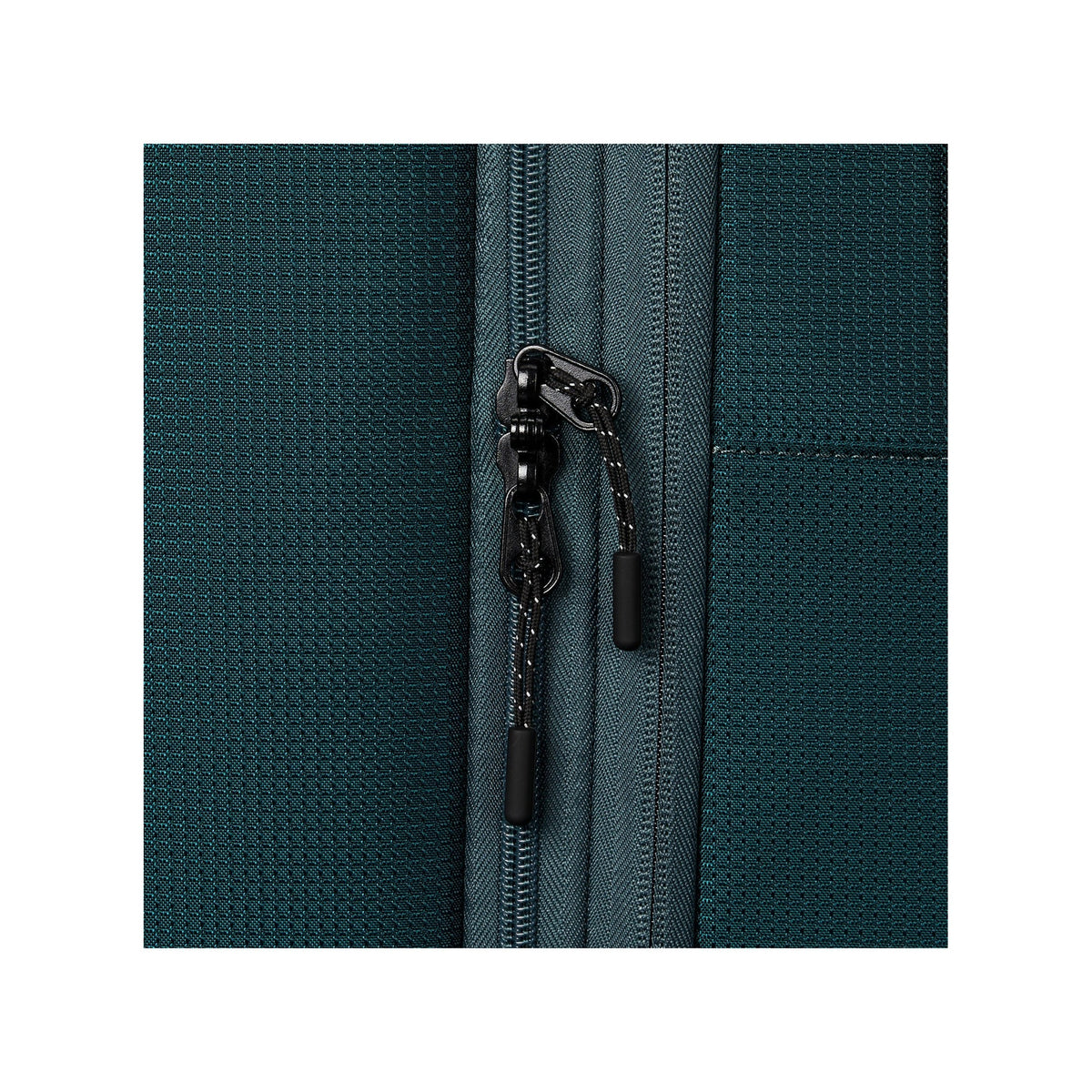 High Sierra Hi-Life Medium Wheeled Duffel Green/Yellow zipper and ripstop fabric detail