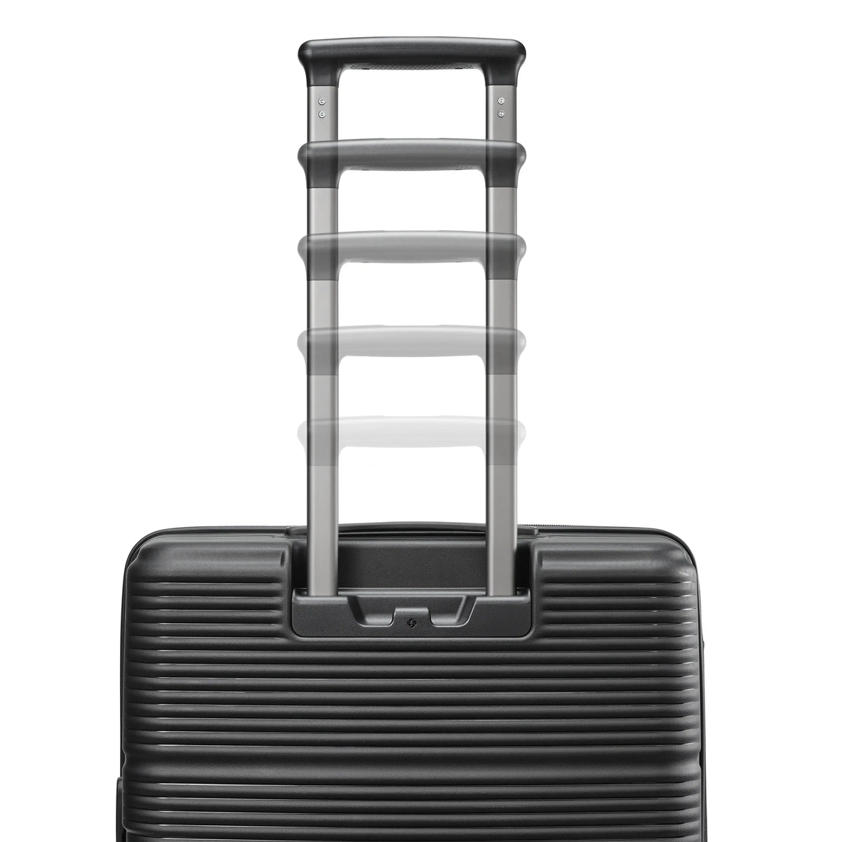 Samsonite Paralux Global black carry-on hardside spinner, handle 74