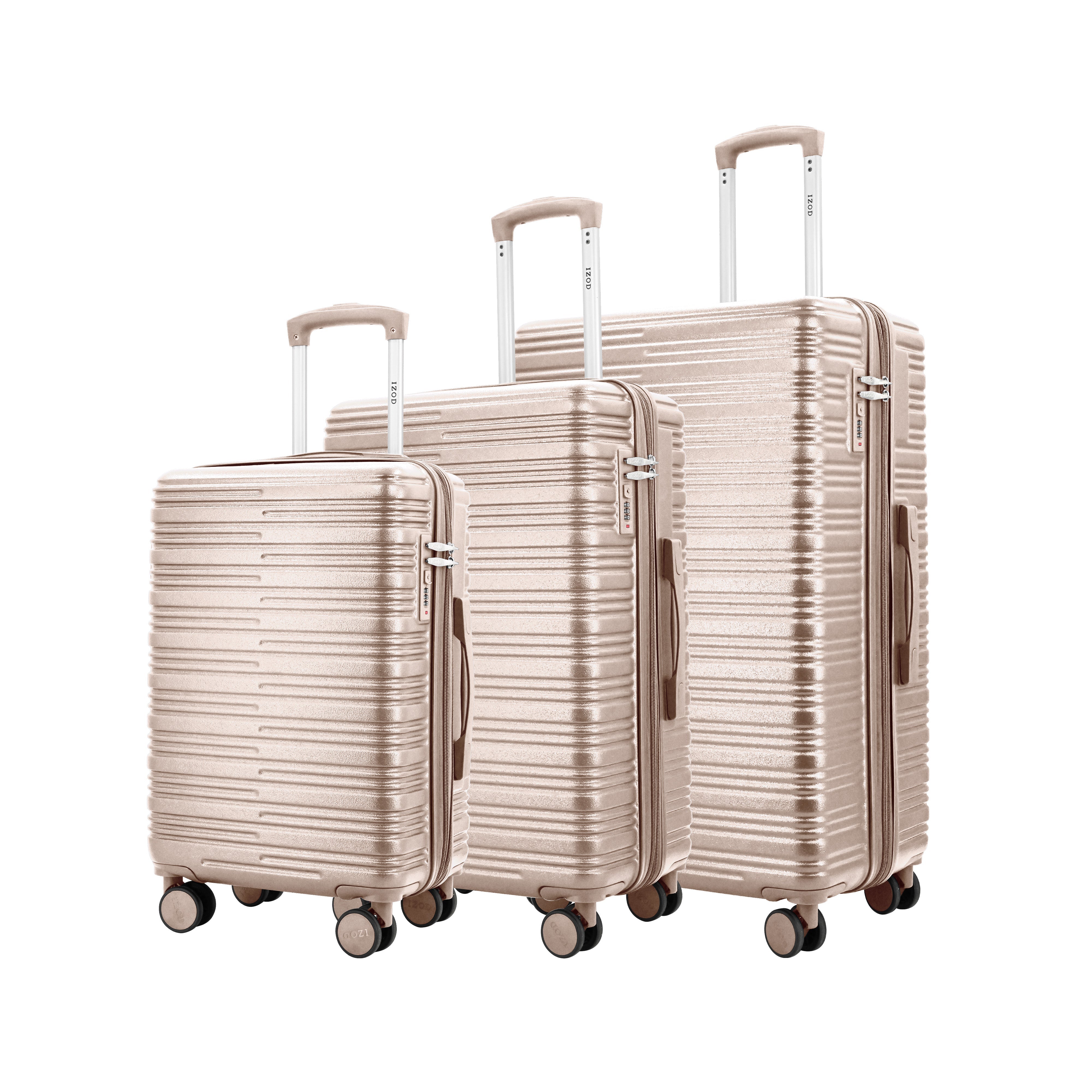 IZOD Romeo Lightweight Expandable ABS 3 Piece Luggage Set - 20", 24", and 28" Sizes with 360° Dual Spinning Wheels and Combo Lock