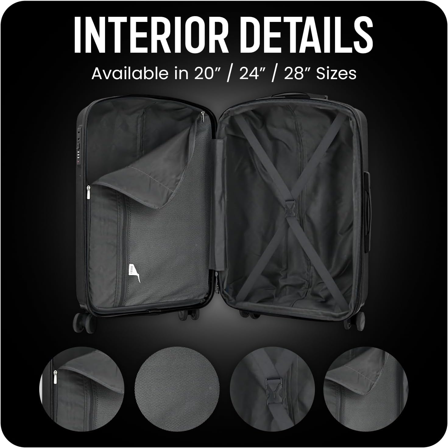 IZOD Mateo Travel 3 Piece Luggage Set - Durable ABS Hard Shell with 360° Wheels and Combo Lock
