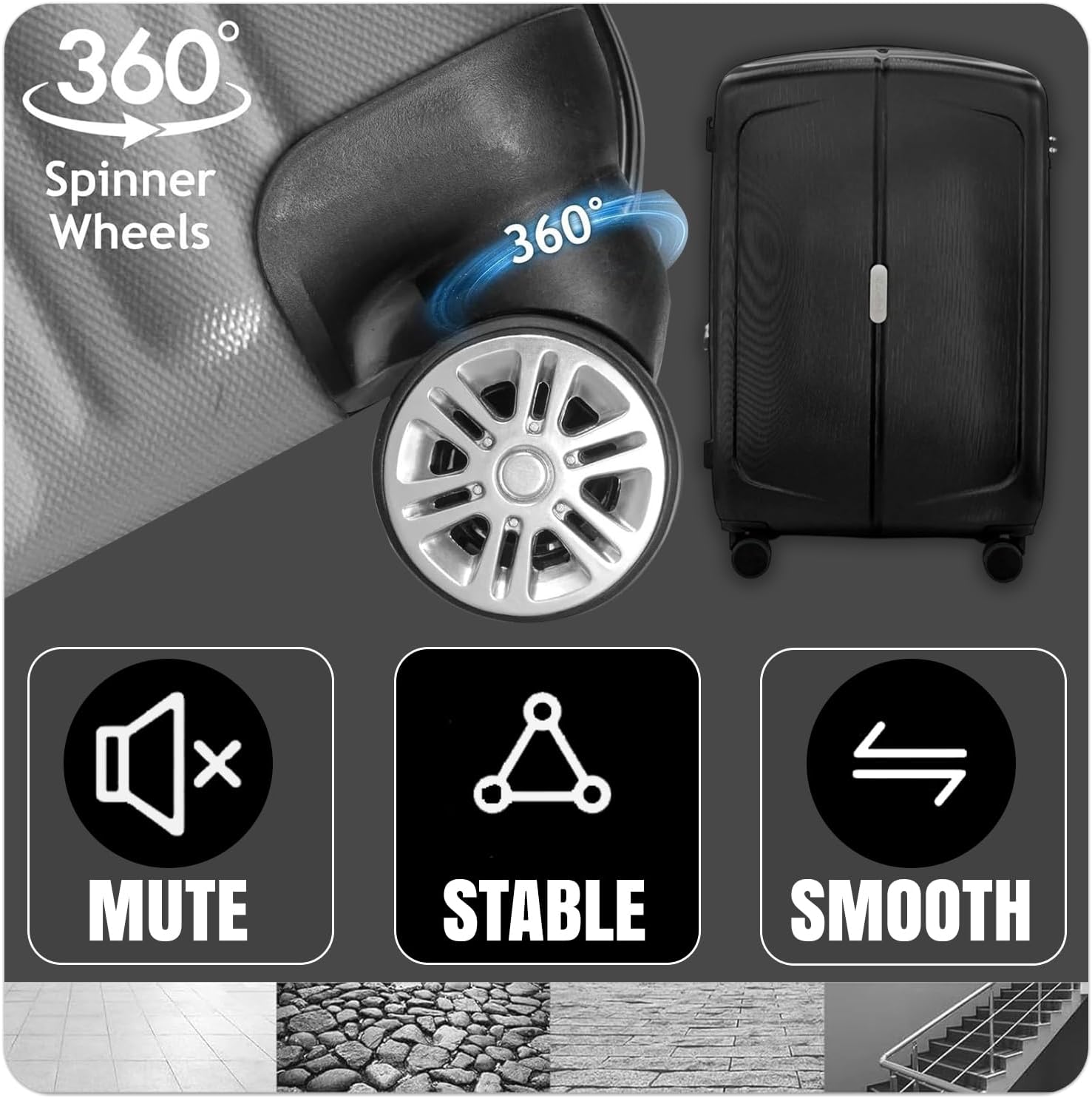 IZOD Mateo Travel 3 Piece Luggage Set - Durable ABS Hard Shell with 360° Wheels and Combo Lock