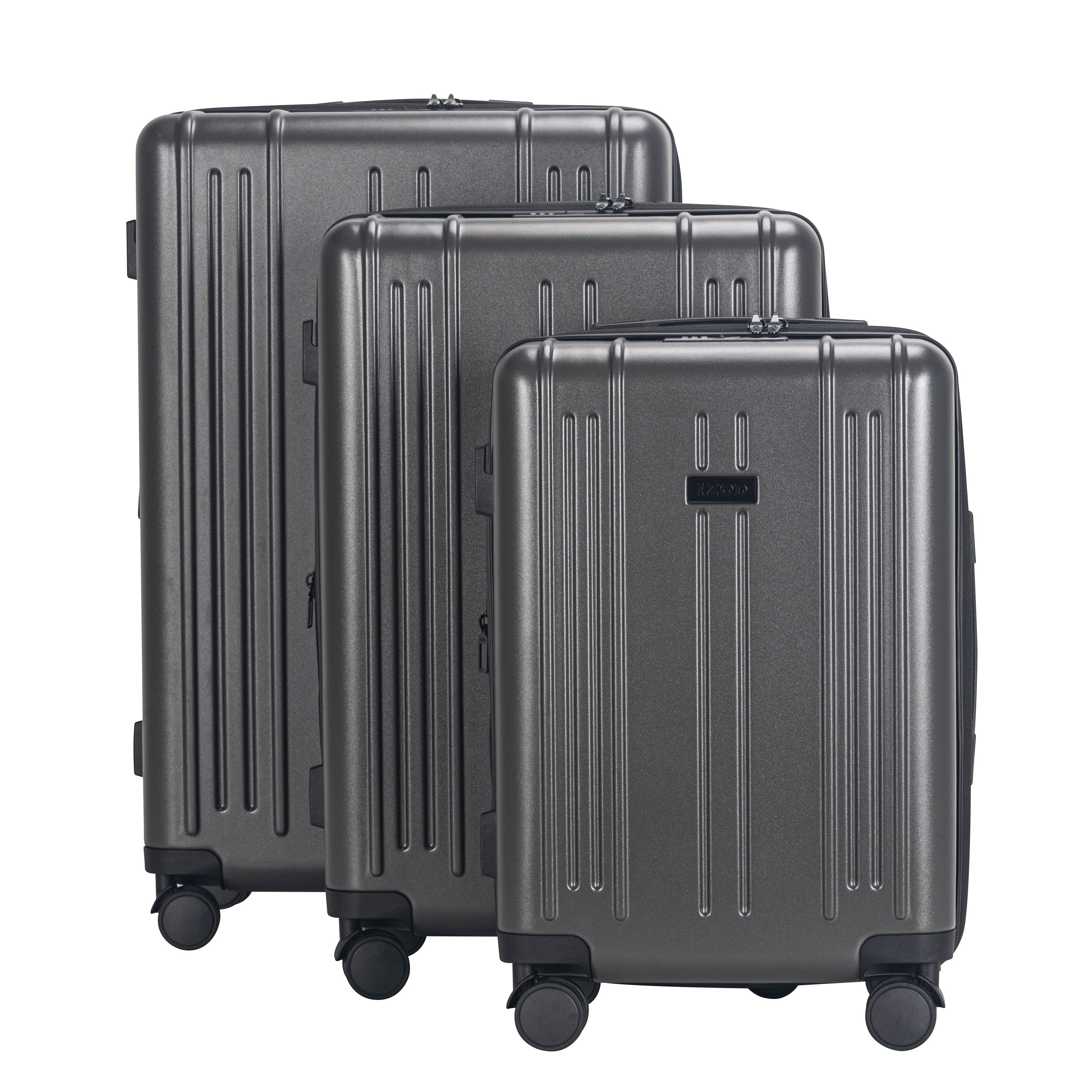 IZOD ISLA 3-Piece Luggage Set – Lightweight ABS Hard Shell Suitcases with 360° Spinner Wheels, Telescopic Handle & Expandable Design (28”/24”/20”)