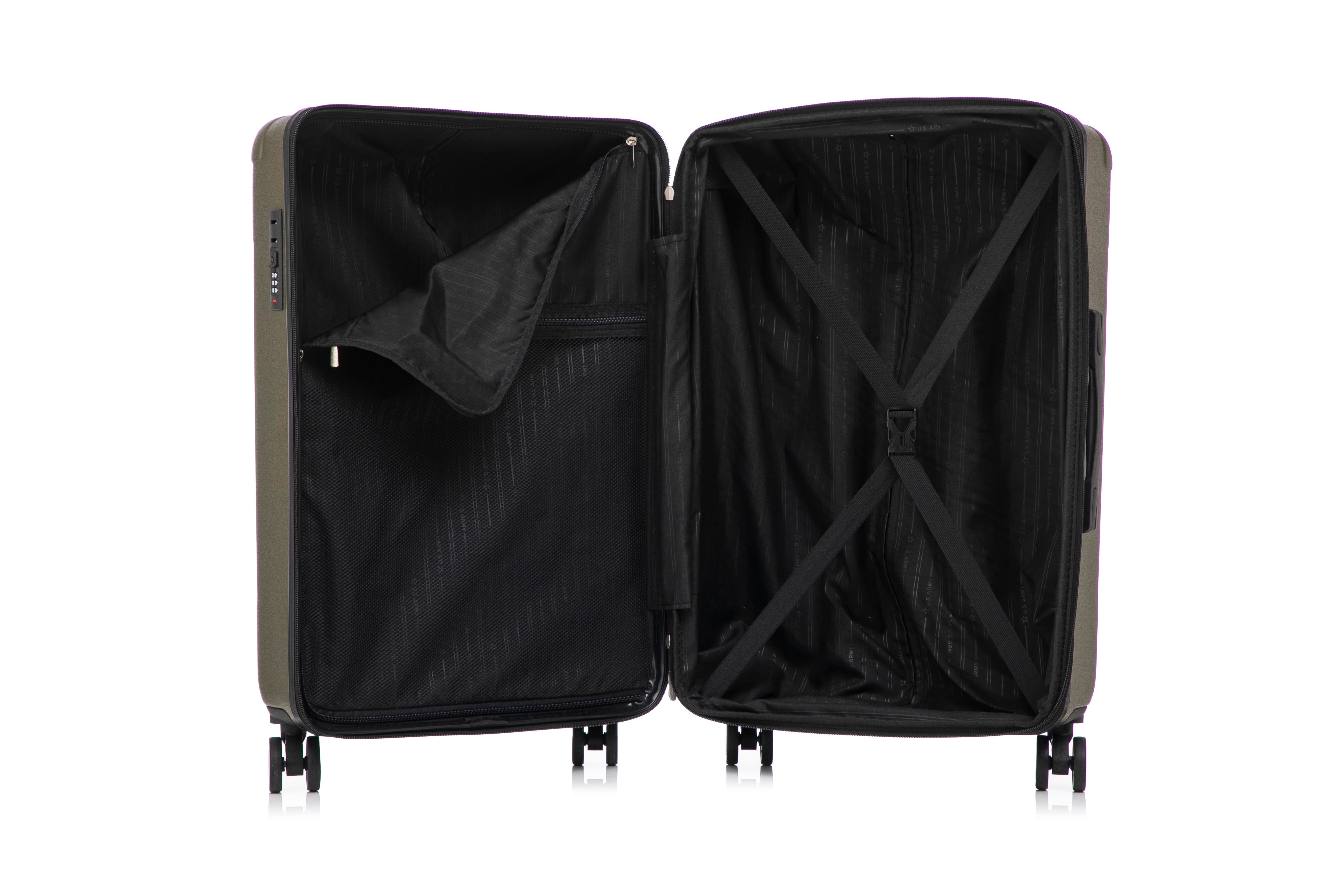 US Army Hawk 3-Piece Luggage Set – Lightweight Expandable ABS Hard Shell Suitcases with Spinner Wheels & Logo Print (28”/24”/20”) – Military Travel Collection