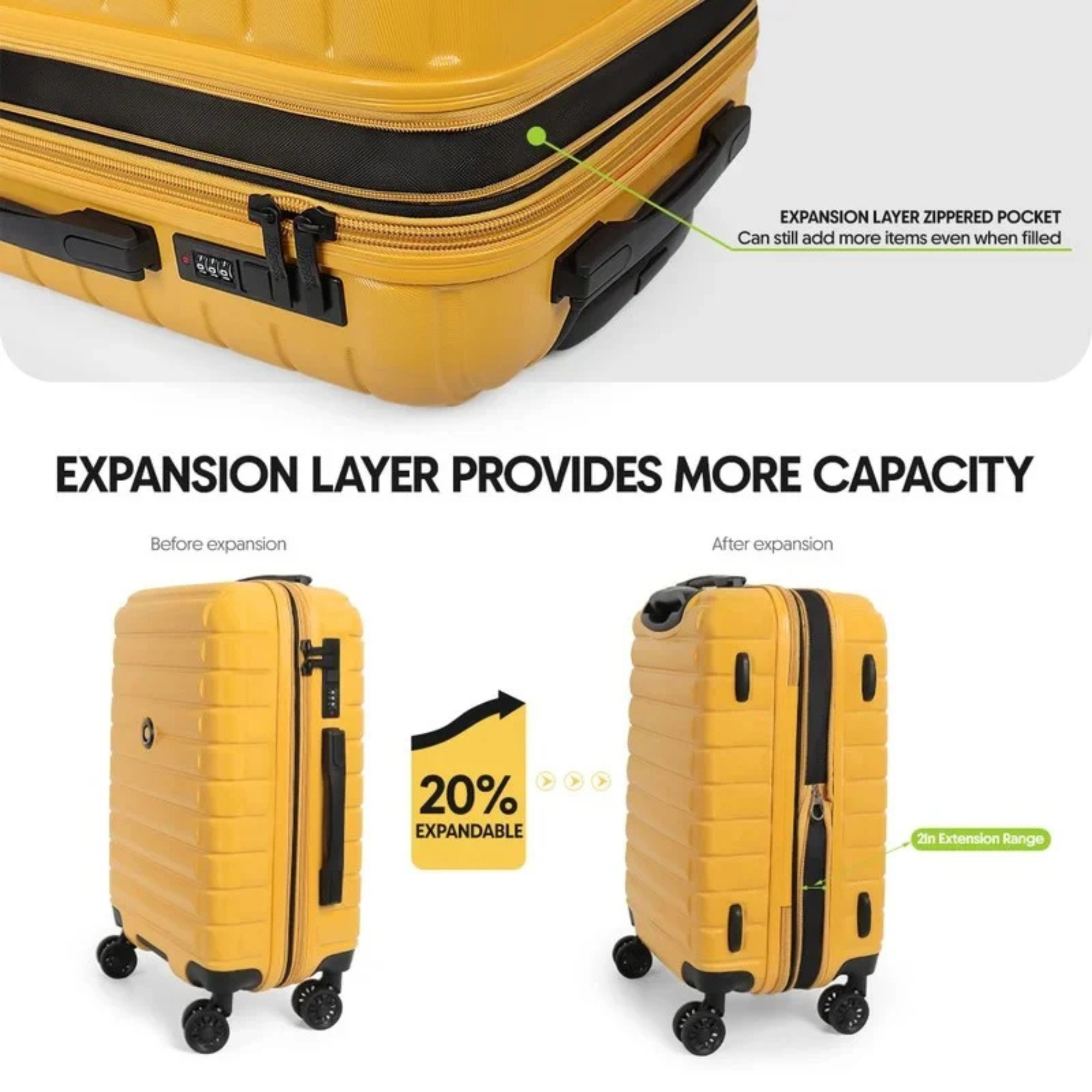 New York Xpress Hard Shell Expandable Luggage Spinner 3 Pc Set