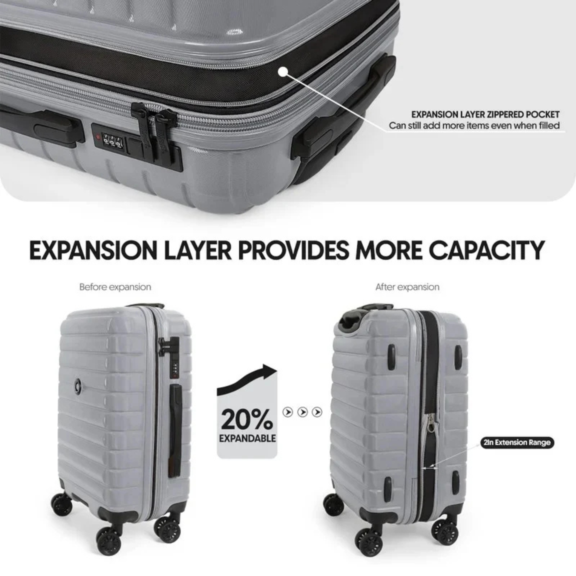 New York Xpress Hard Shell Expandable Luggage Spinner 3 Pc Set