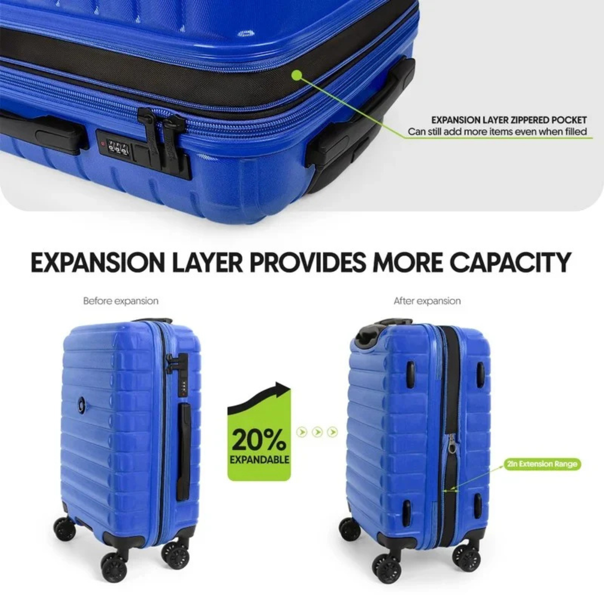 New York Xpress Hard Shell Expandable Luggage Spinner 3 Pc Set