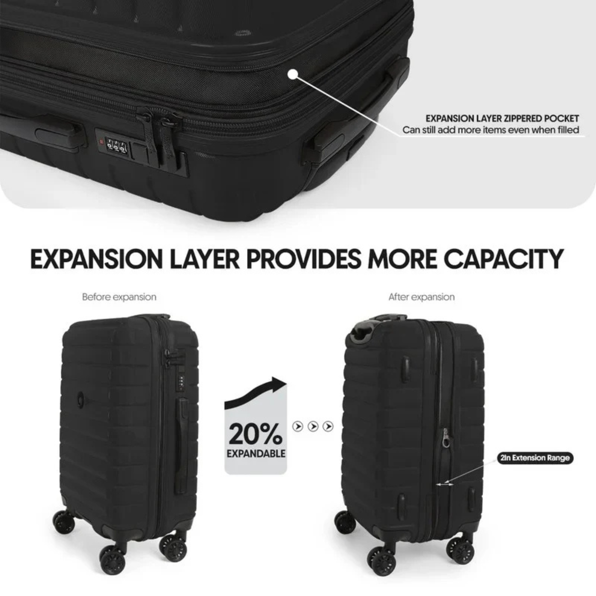 New York Xpress Hard Shell Expandable Luggage Spinner 3 Pc Set