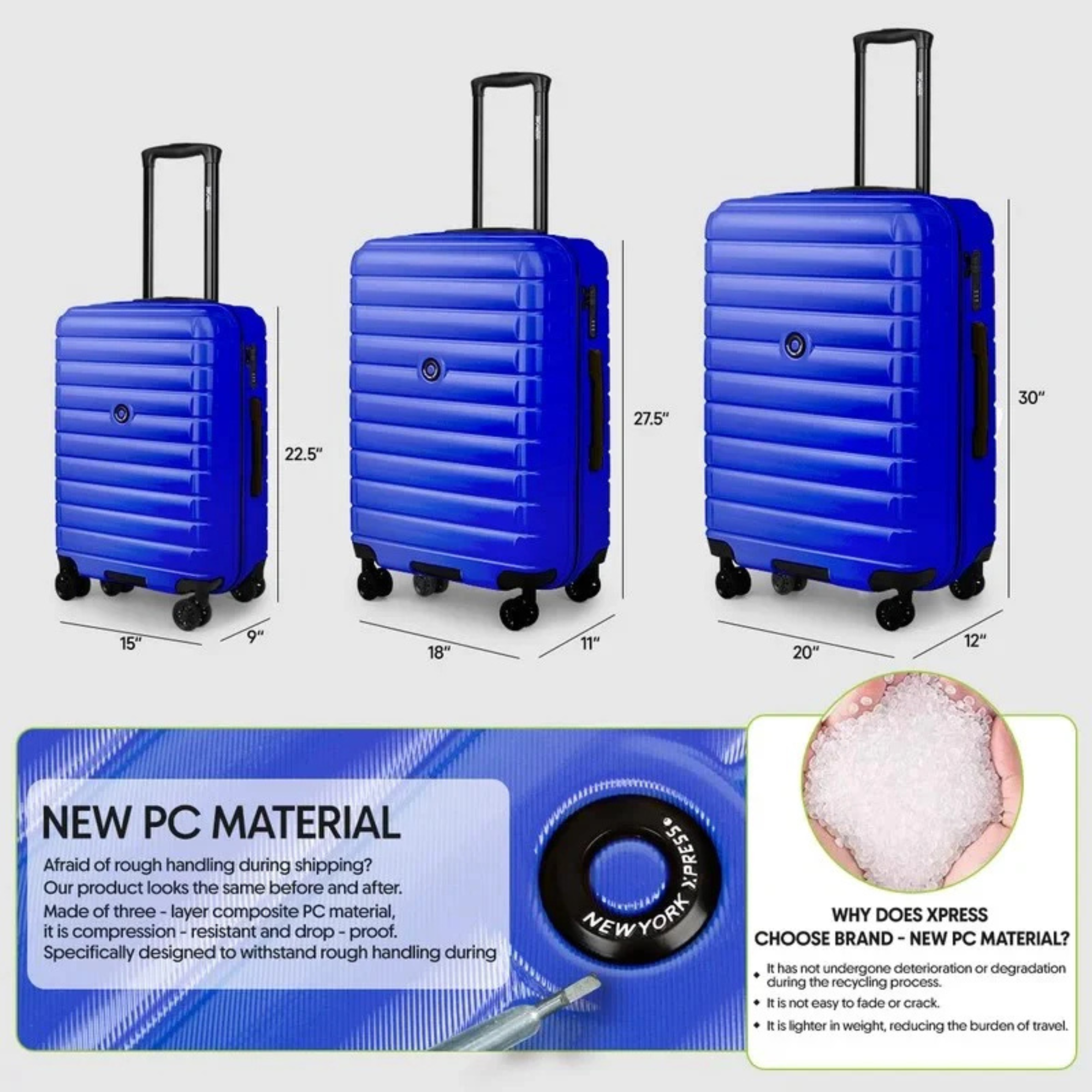 New York Xpress Hard Shell Expandable Luggage Spinner 3 Pc Set