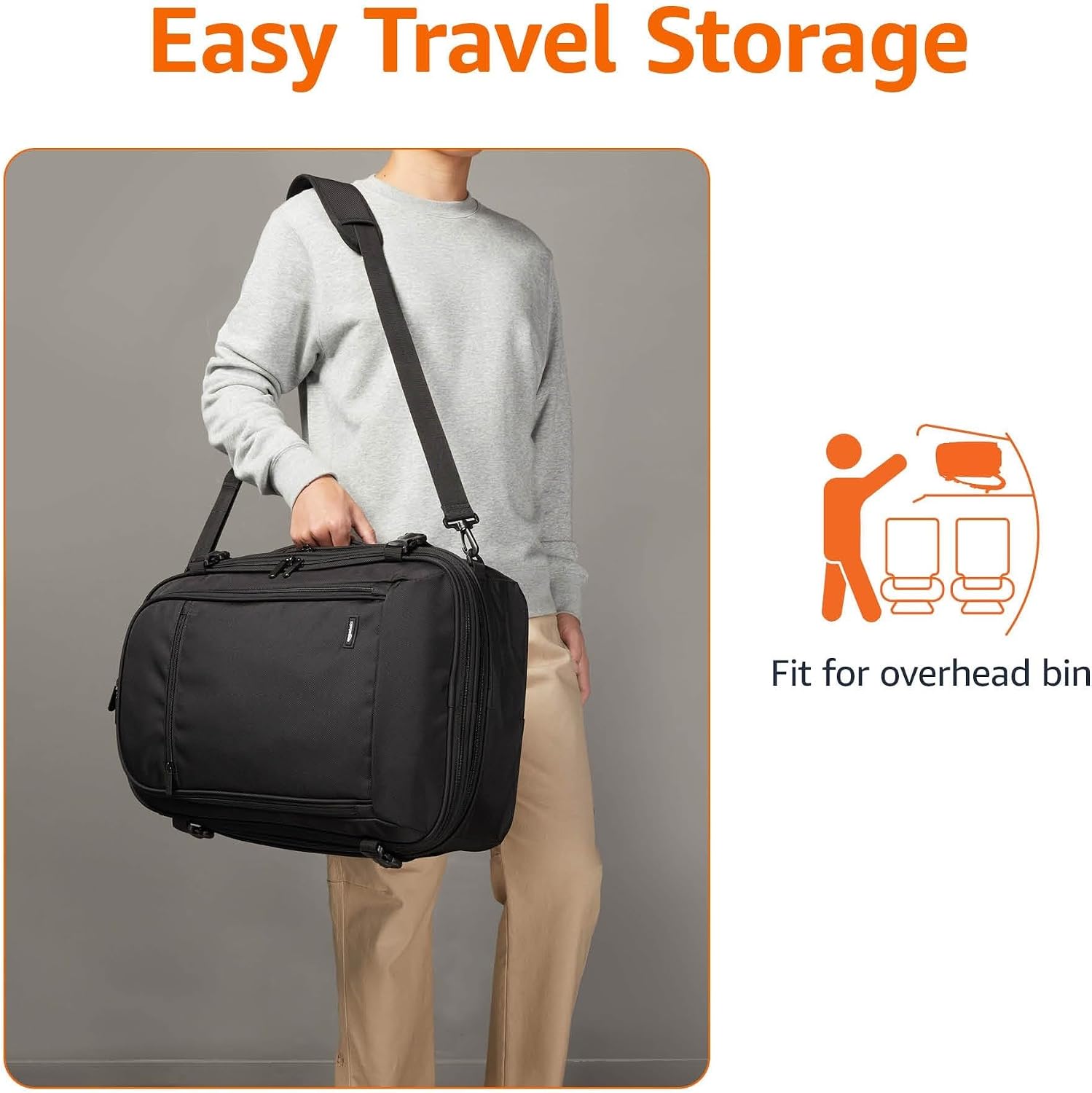 Amazon Basics Travel Backpack Carry-On - Black - laptop compartment