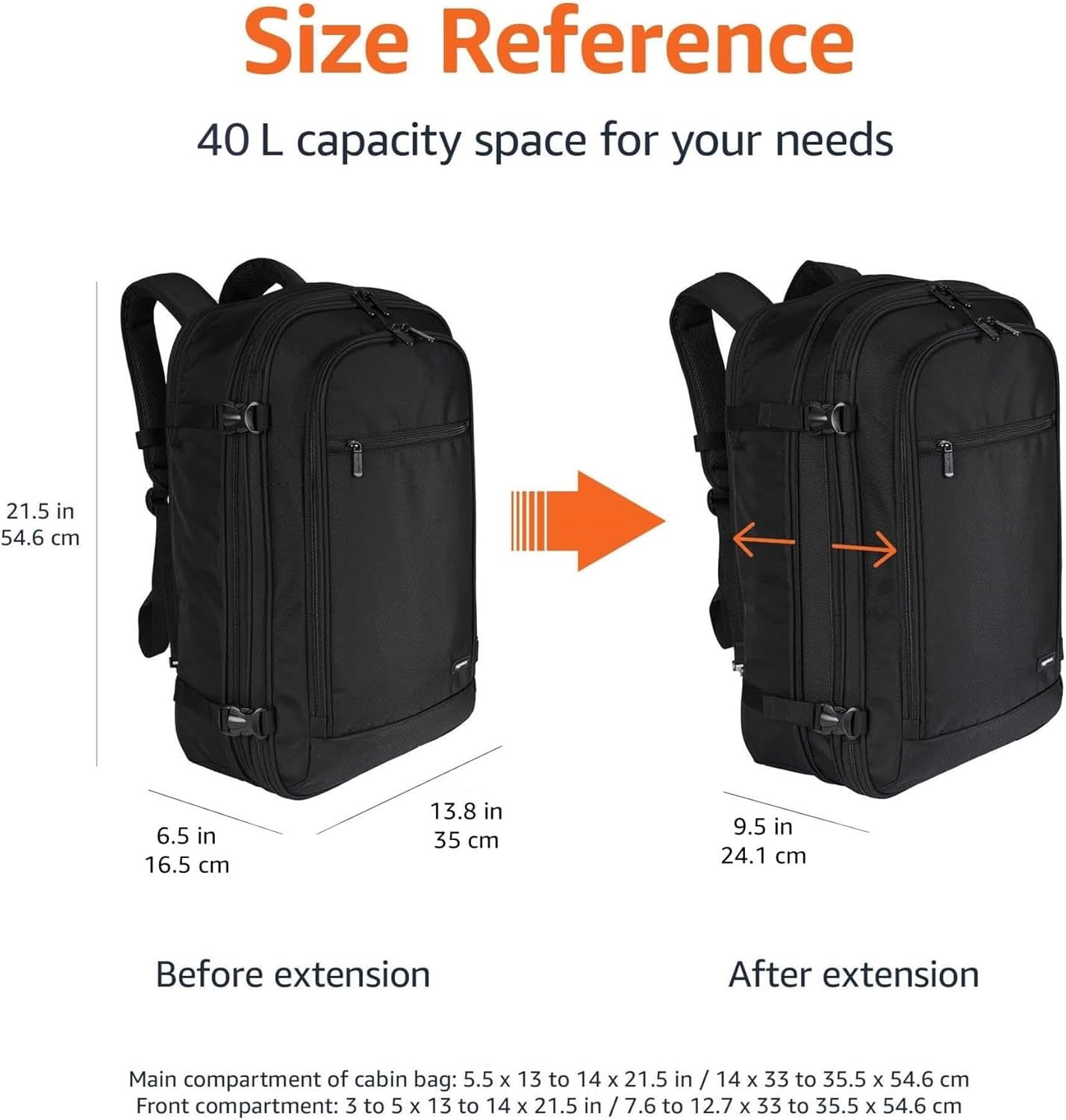 Amazon Basics Travel Backpack Carry-On - Black - back panel and straps