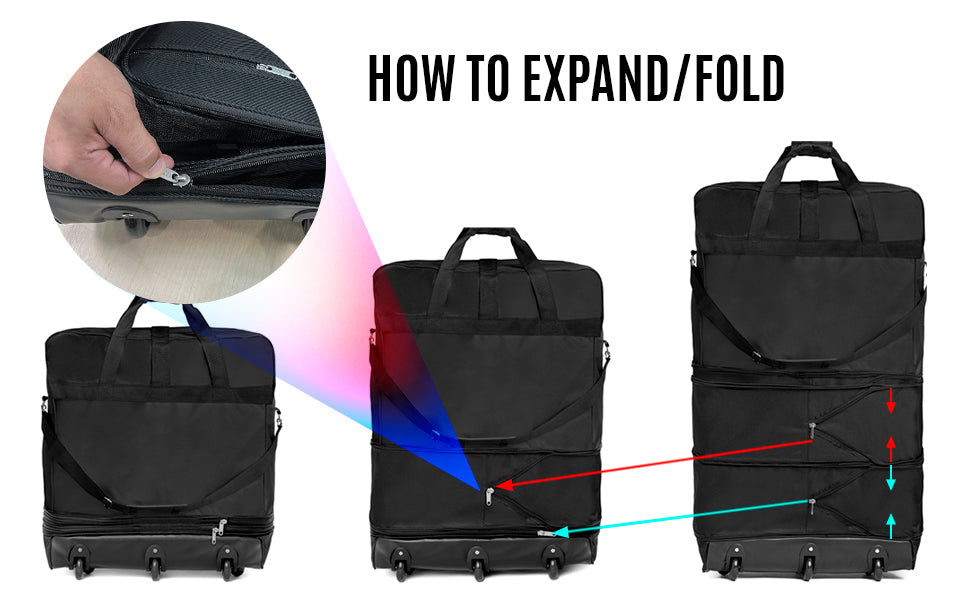 Gabbiano Collapsible Wheel Bag Heavy Duty Moving Bag 36"