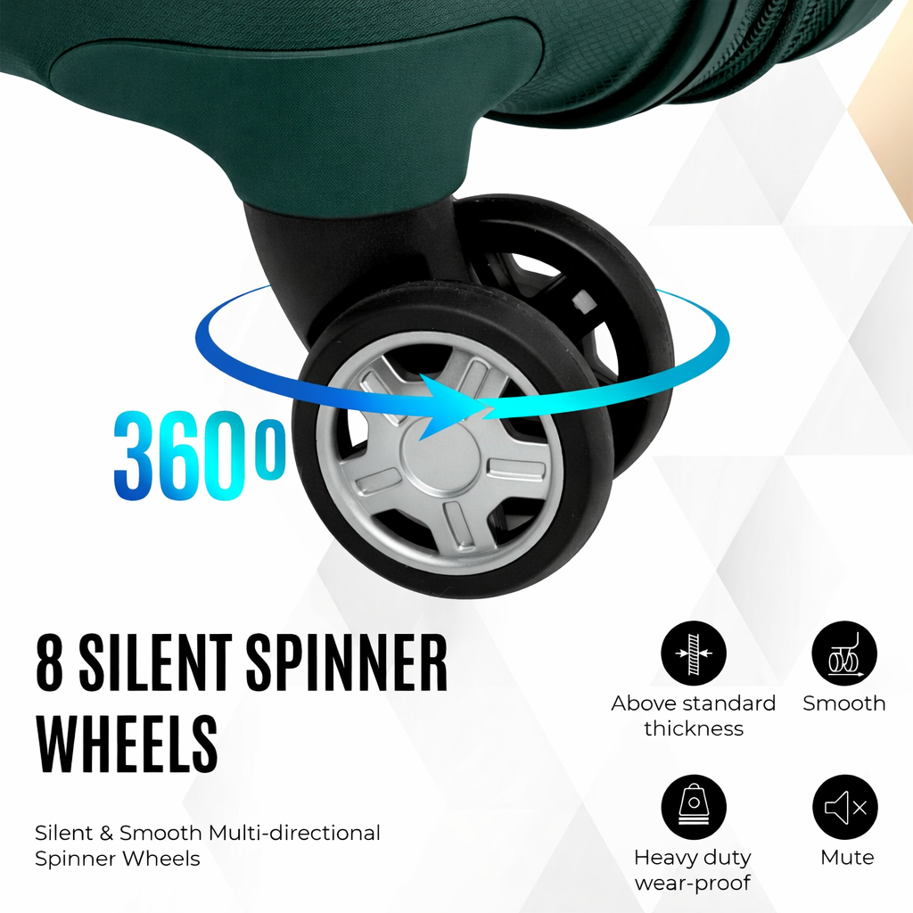 Juego de maletas rígidas Gabbiano con 8 ruedas, de polipropileno multicapa duradero, 3 piezas, 22, 26 y 31 pulgadas