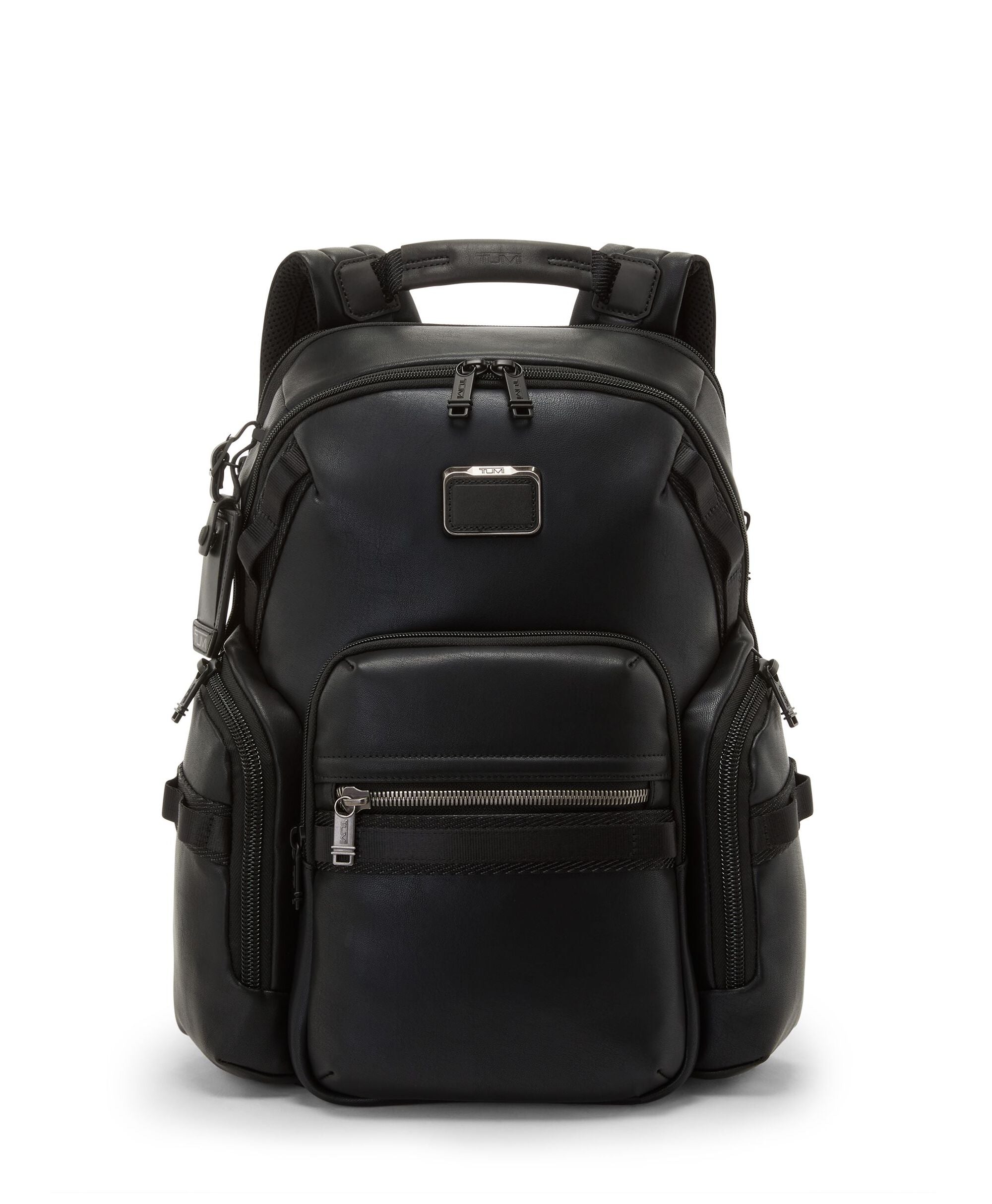 Tumi Alpha Bravo Navigation Leather Backpack Black FRONT
