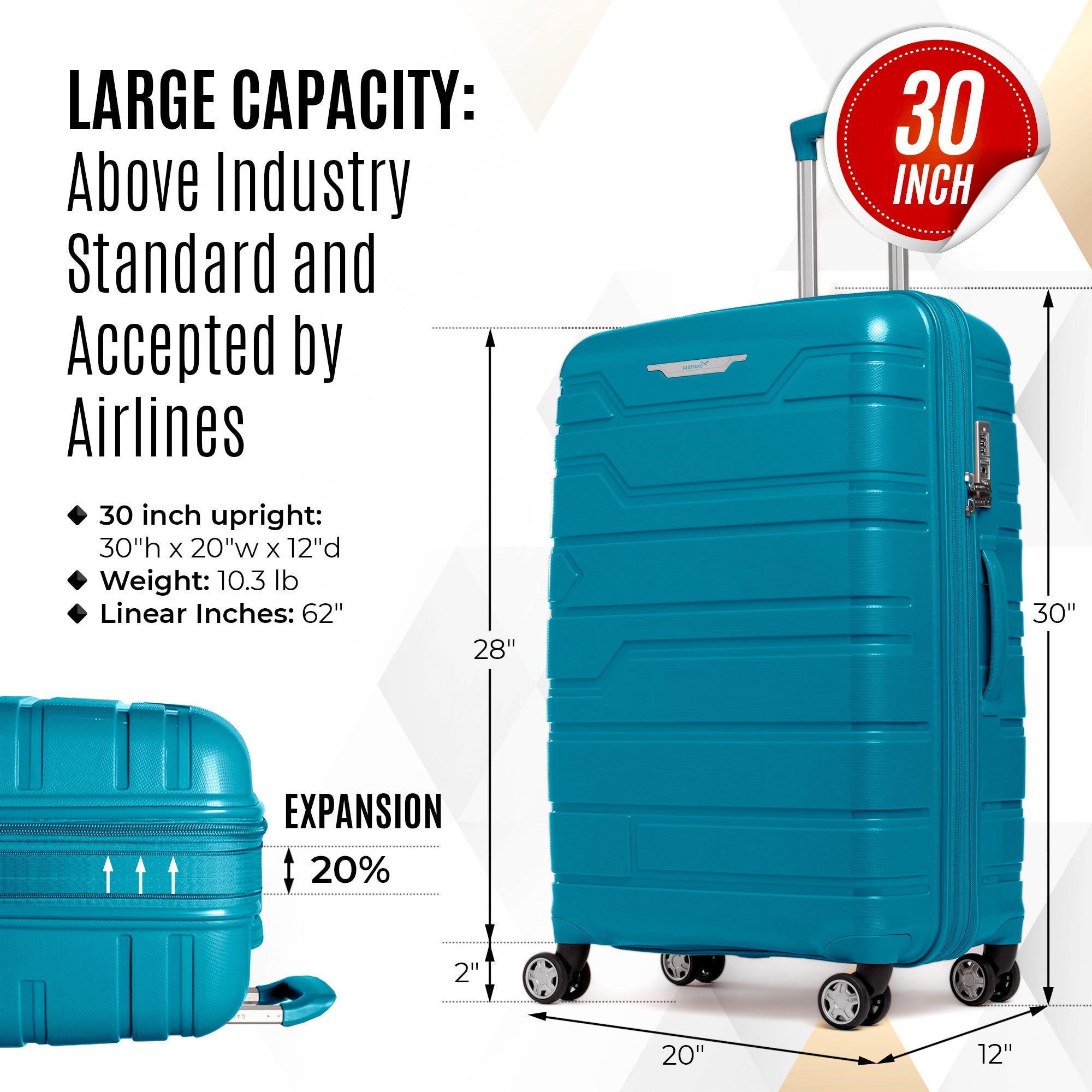 Gabbiano Spectra Collection 3 Pc Luggage Set