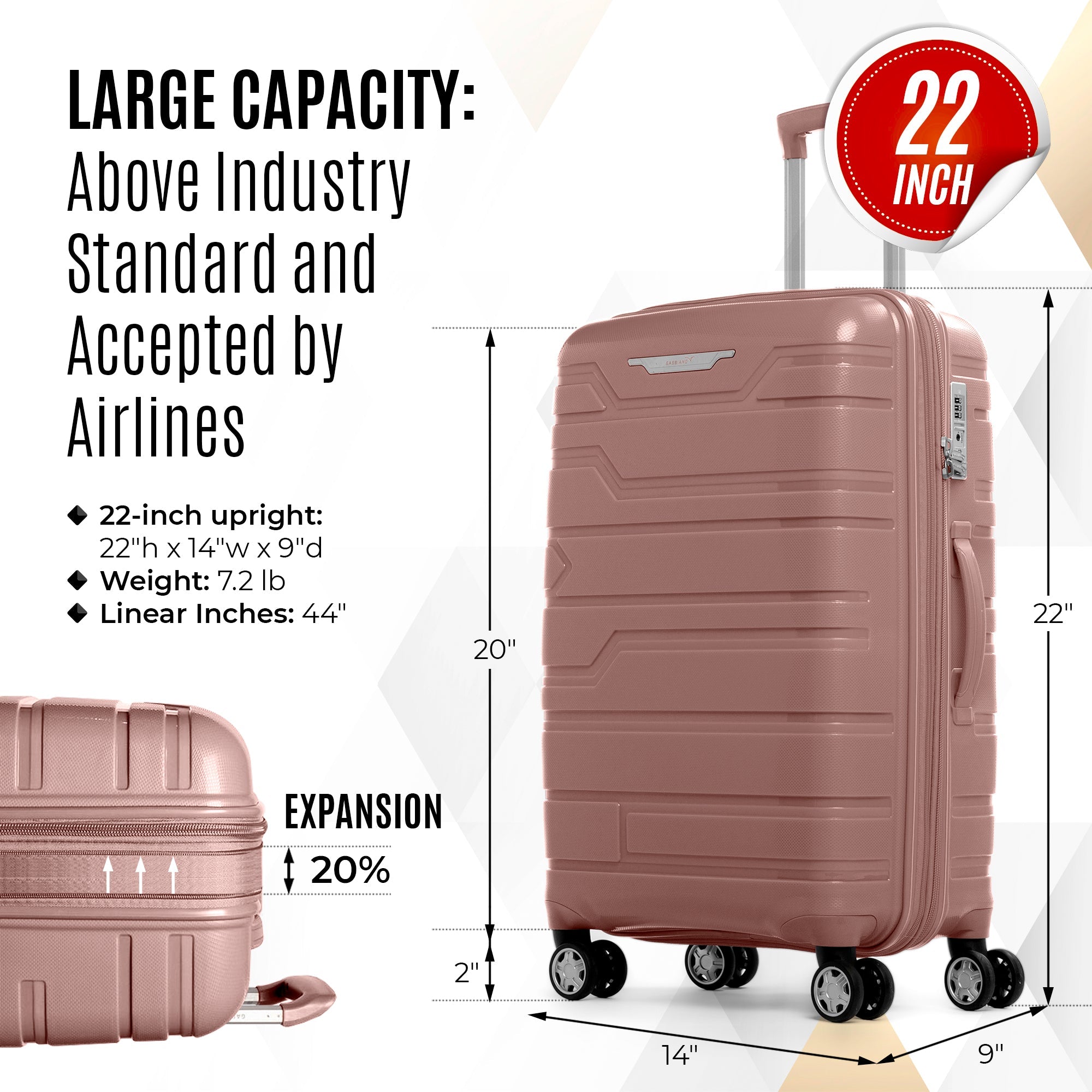 Gabbiano Spectra Collection 3 Pc Luggage Set