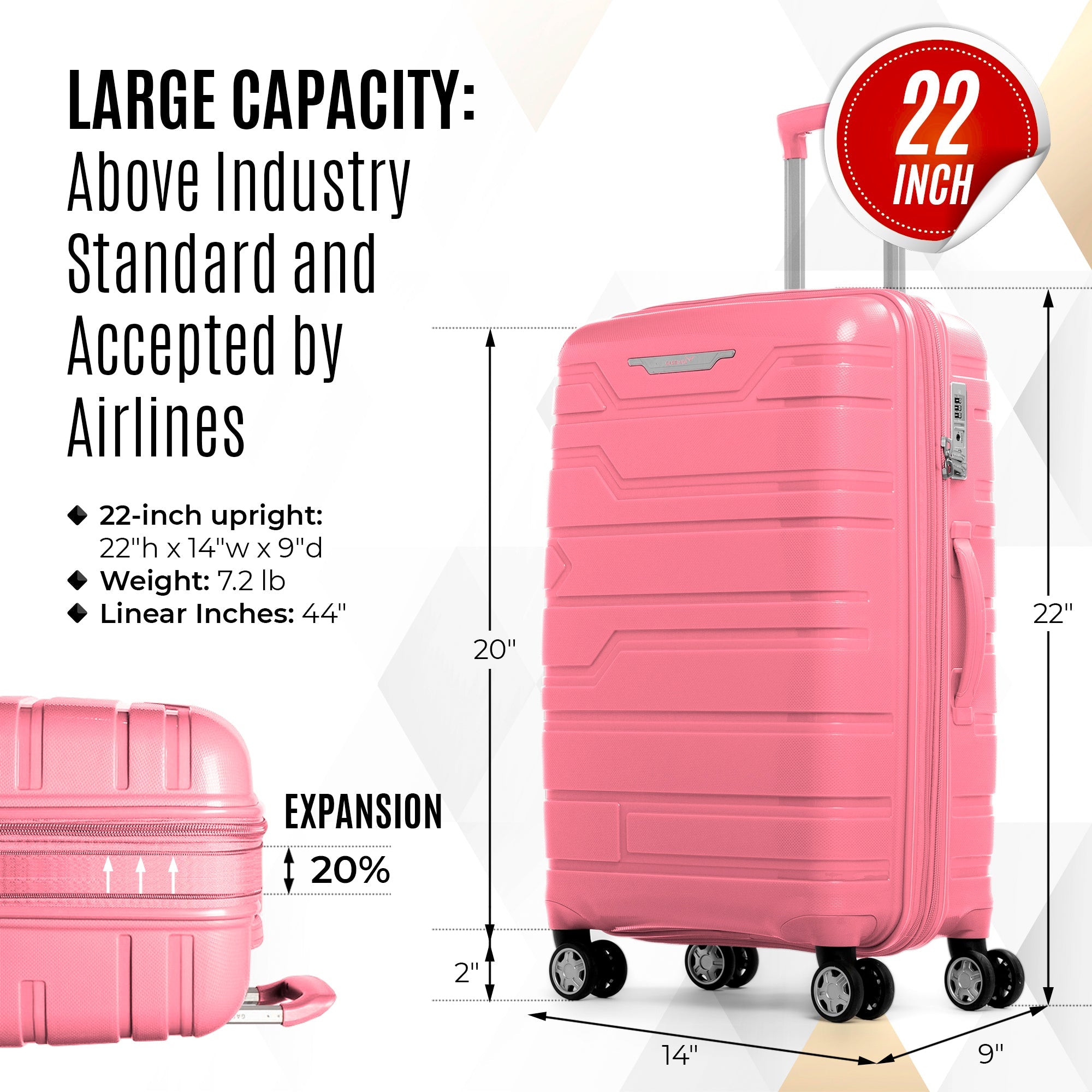 Gabbiano Spectra Collection 3 Pc Luggage Set