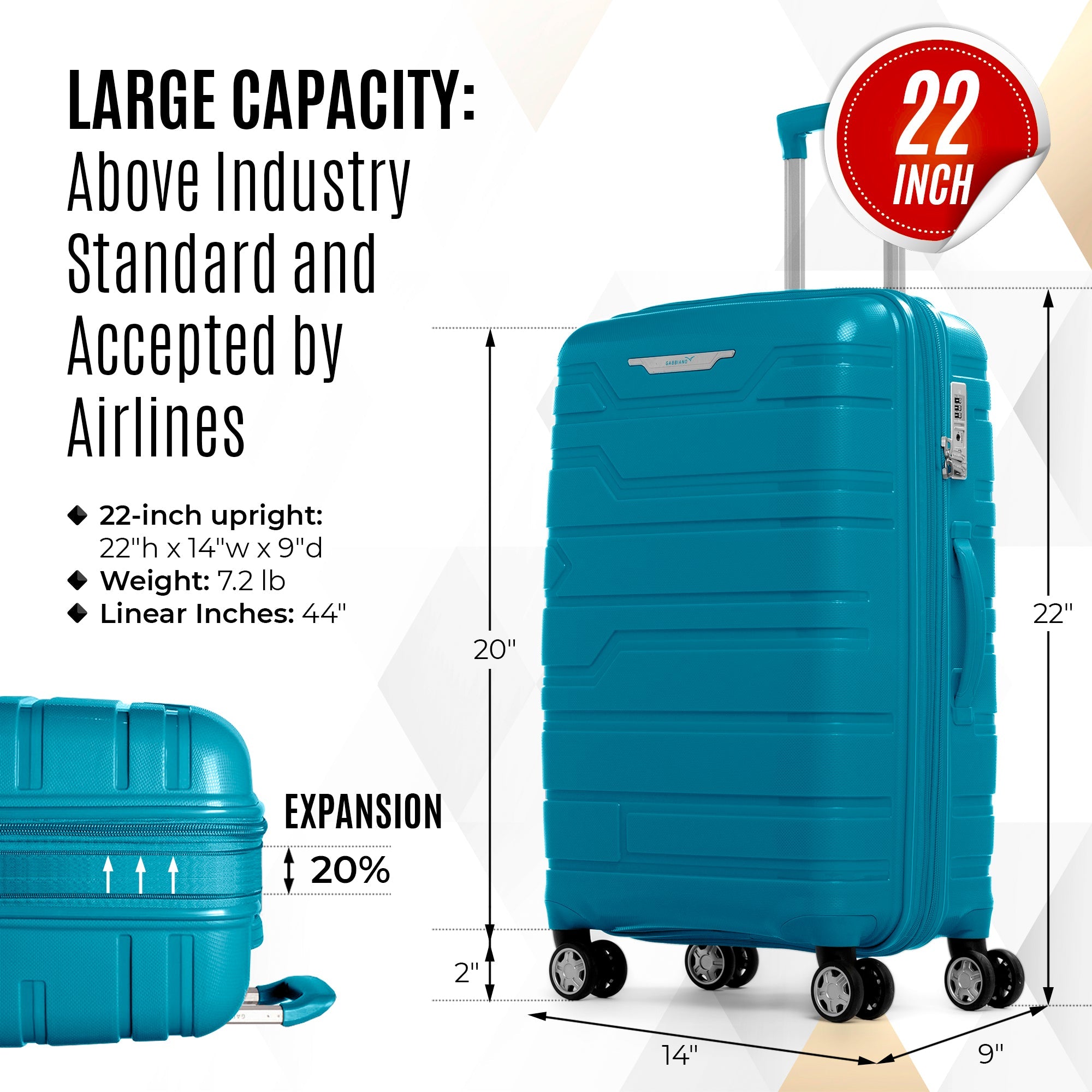 Gabbiano Spectra Collection 3 Pc Luggage Set