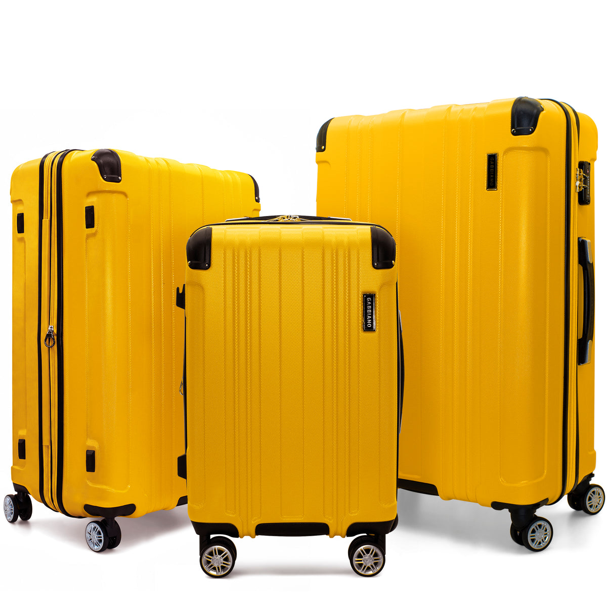 Gabbiano Bravo ABS Hardside Spinner 3 Pc Luggage Set - Yellow 3 Pc Set