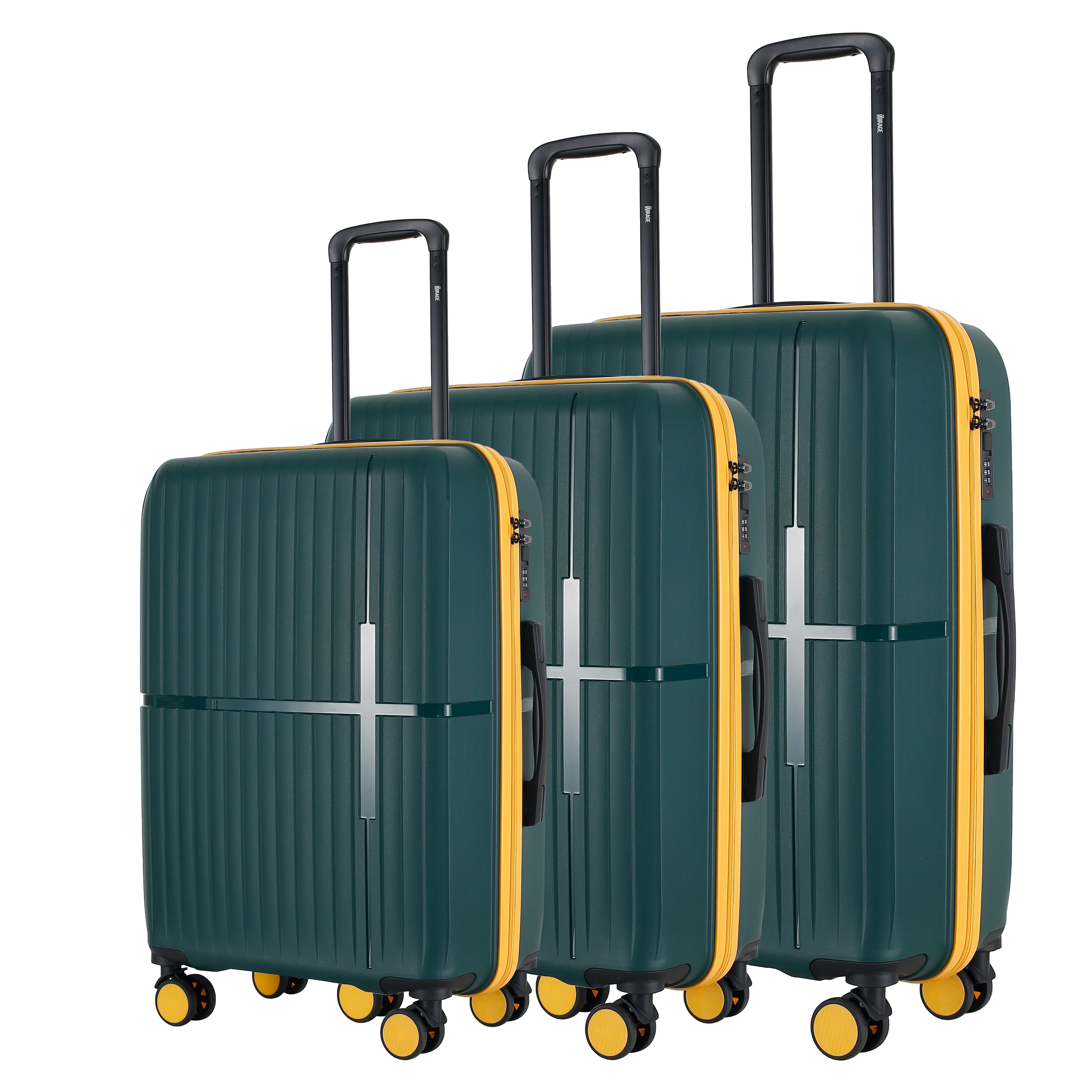 GALA 3-Piece Luggage Set – Polypropylene Hardshell, Lightweight, 360° Dual Spinning Wheels, Combo Lock - 20", 24", 28"