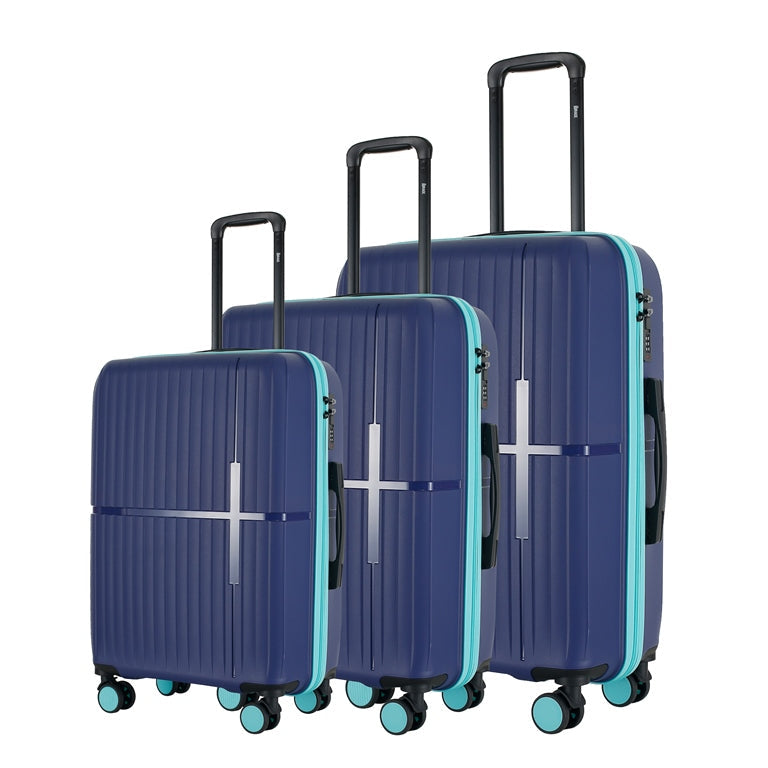 GALA 3-Piece Luggage Set – Polypropylene Hardshell, Lightweight, 360° Dual Spinning Wheels, Combo Lock - 20", 24", 28"