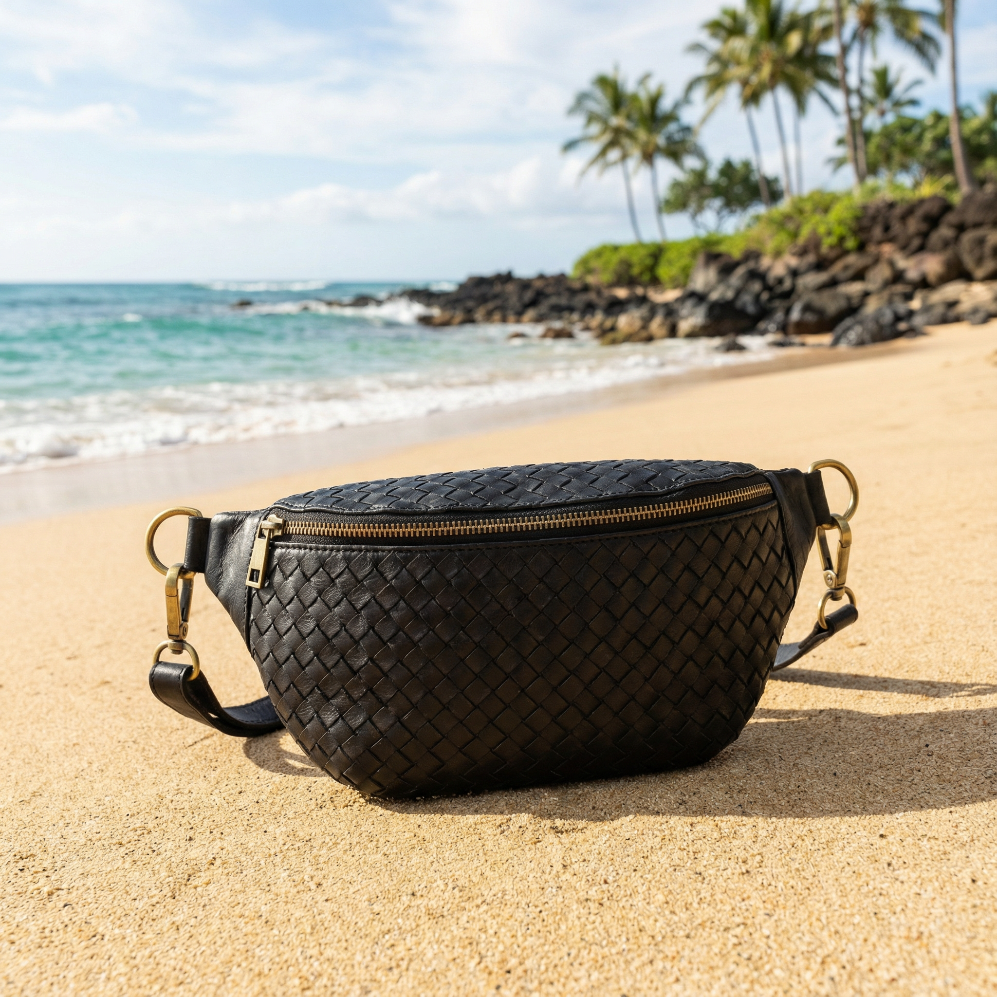 Haleiwa Woven Leather Crossbody Bag