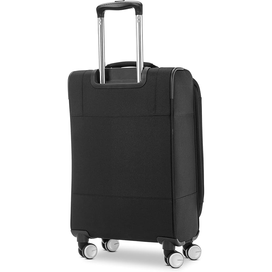 American Tourister Whim Softside Expandable Luggage with Spinners, Black, 2PC SET (Carry-on/Medium)