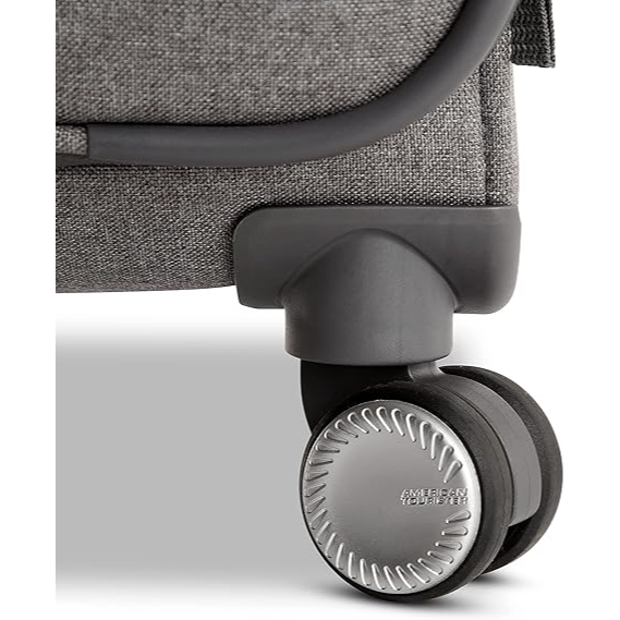 American Tourister Whim Softside Expandable Luggage with Spinners, Black, 2PC SET (Carry-on/Medium)