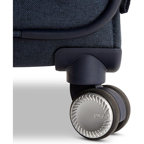 American Tourister Whim Softside Expandable Luggage with Spinners, Black, 2PC SET (Carry-on/Medium)