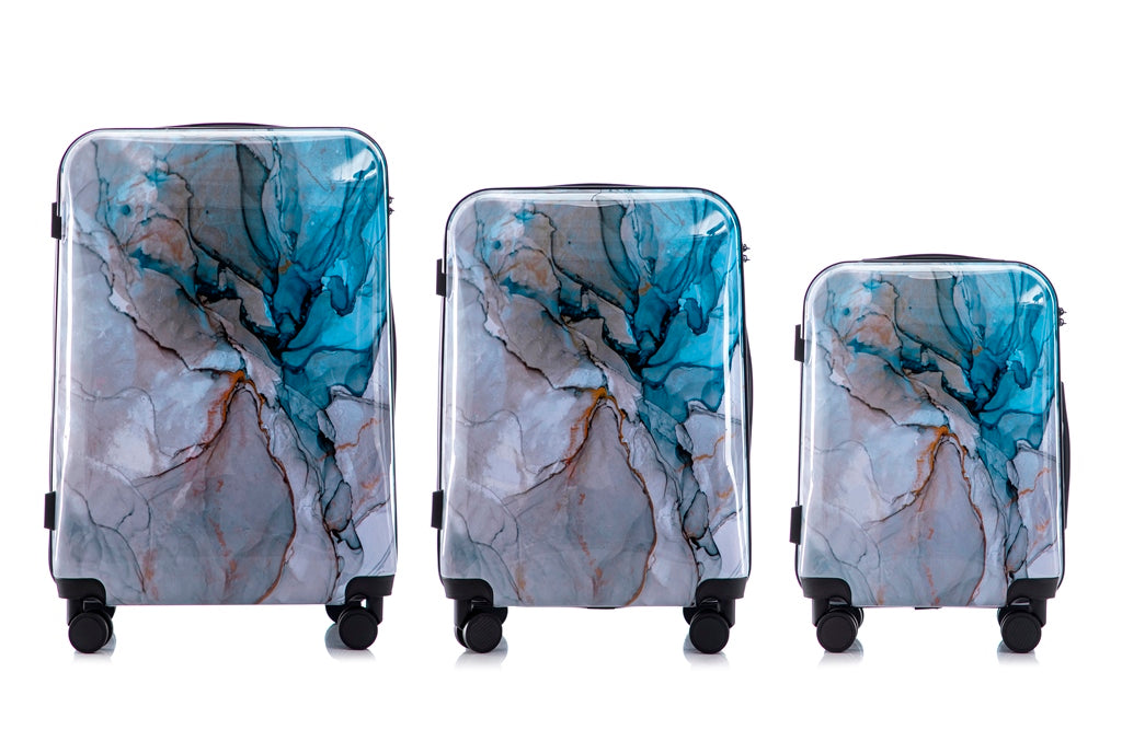Multi-color Design ABS Hard Shell Lightweight with 360° Dual Spinning Wheels & Combo Lock – Includes 28", 24", 20" 3-Piece Luggage Set - Meteor