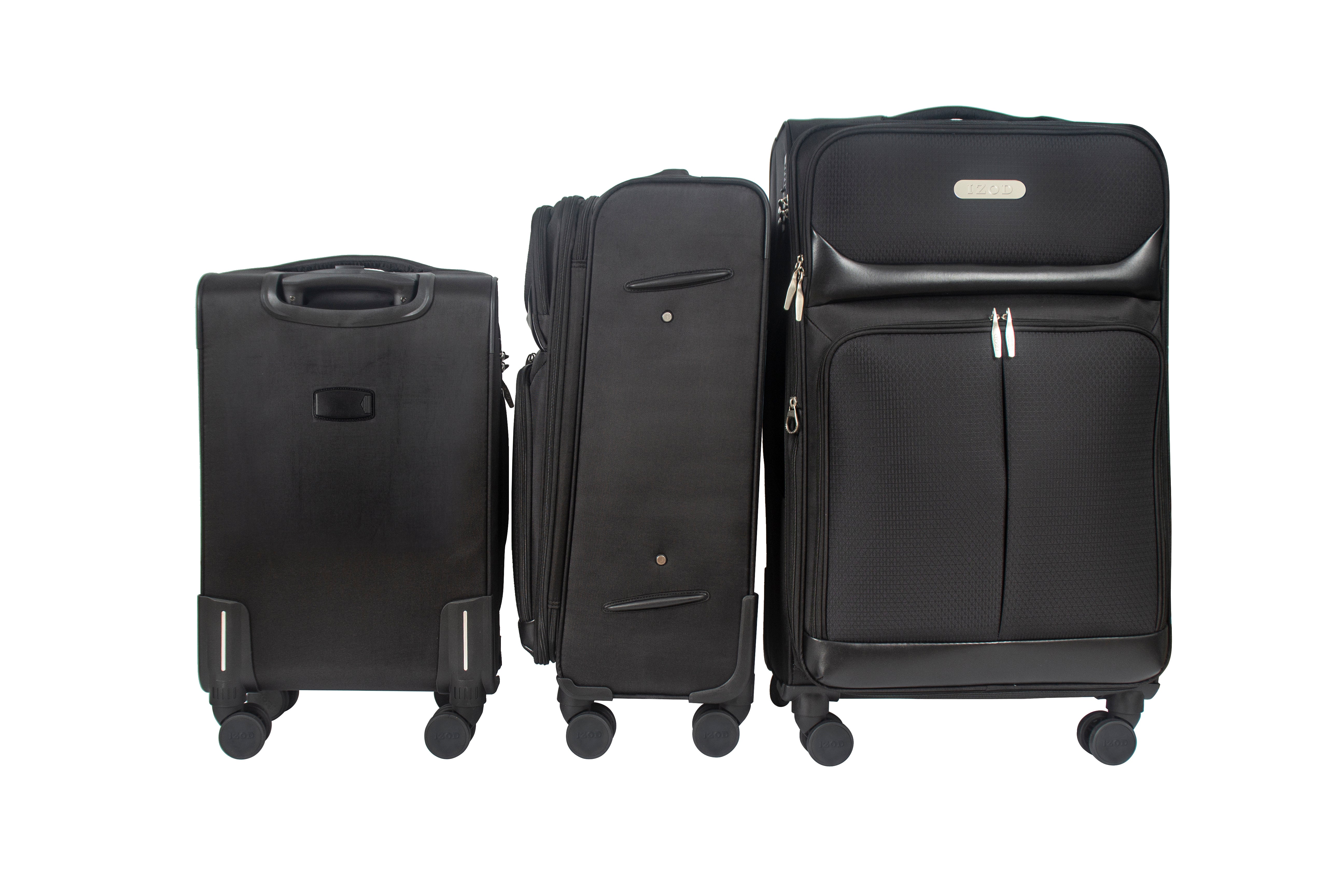 IZOD Ocean Soft Shell Lightweight Expandable 360 Dual Spinning Wheels Combo Lock 28", 24", 20" 3 Piece Luggage Set
