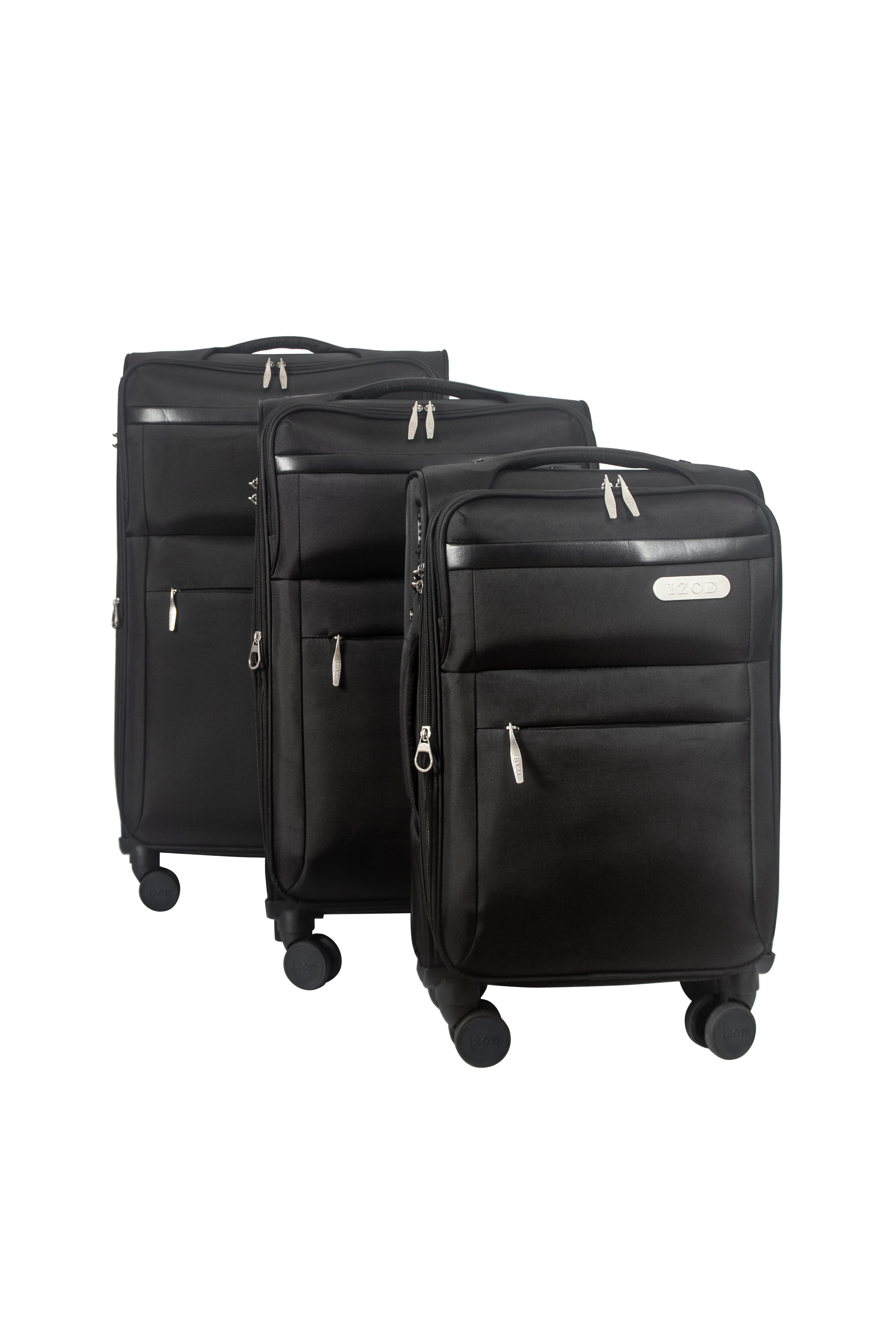 IZOD River Soft Shell Lightweight Expandable 360 Dual Spinning Wheels Combo Lock 28", 24", 20" 3 Piece Luggage Set