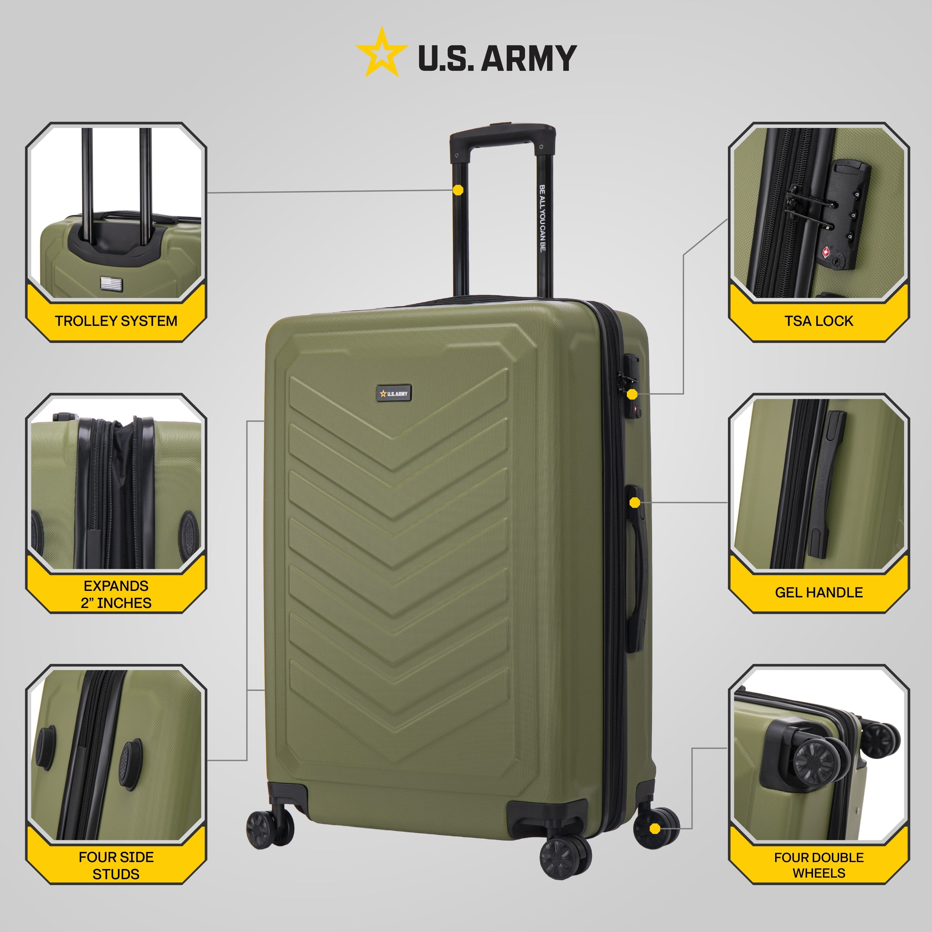 U.S. ARMY FOX PRO 28" Expandable Large Suitcase with TSA Lock
