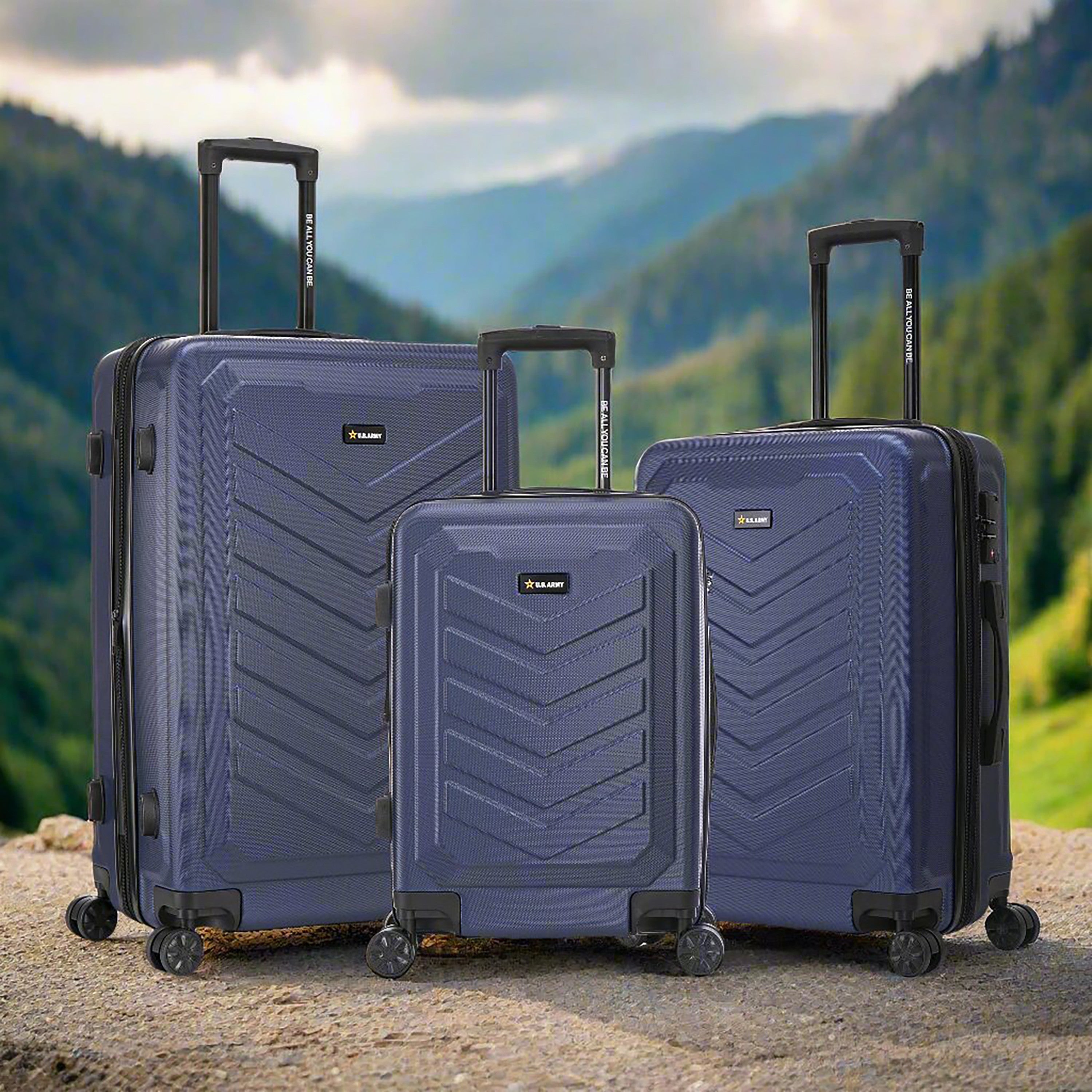 U.S. ARMY FOX PRO 3-Piece Luggage Set 20"/24"/28" Expandable Suitcases with TSA Lock