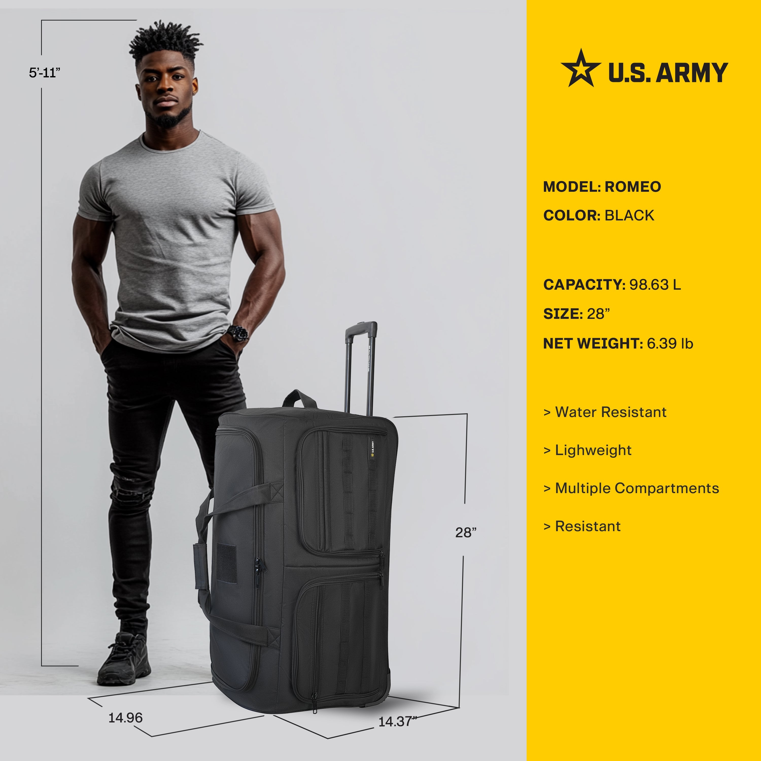 U.S. ARMY ROMEO 28-inch Tactical Rolling Duffel