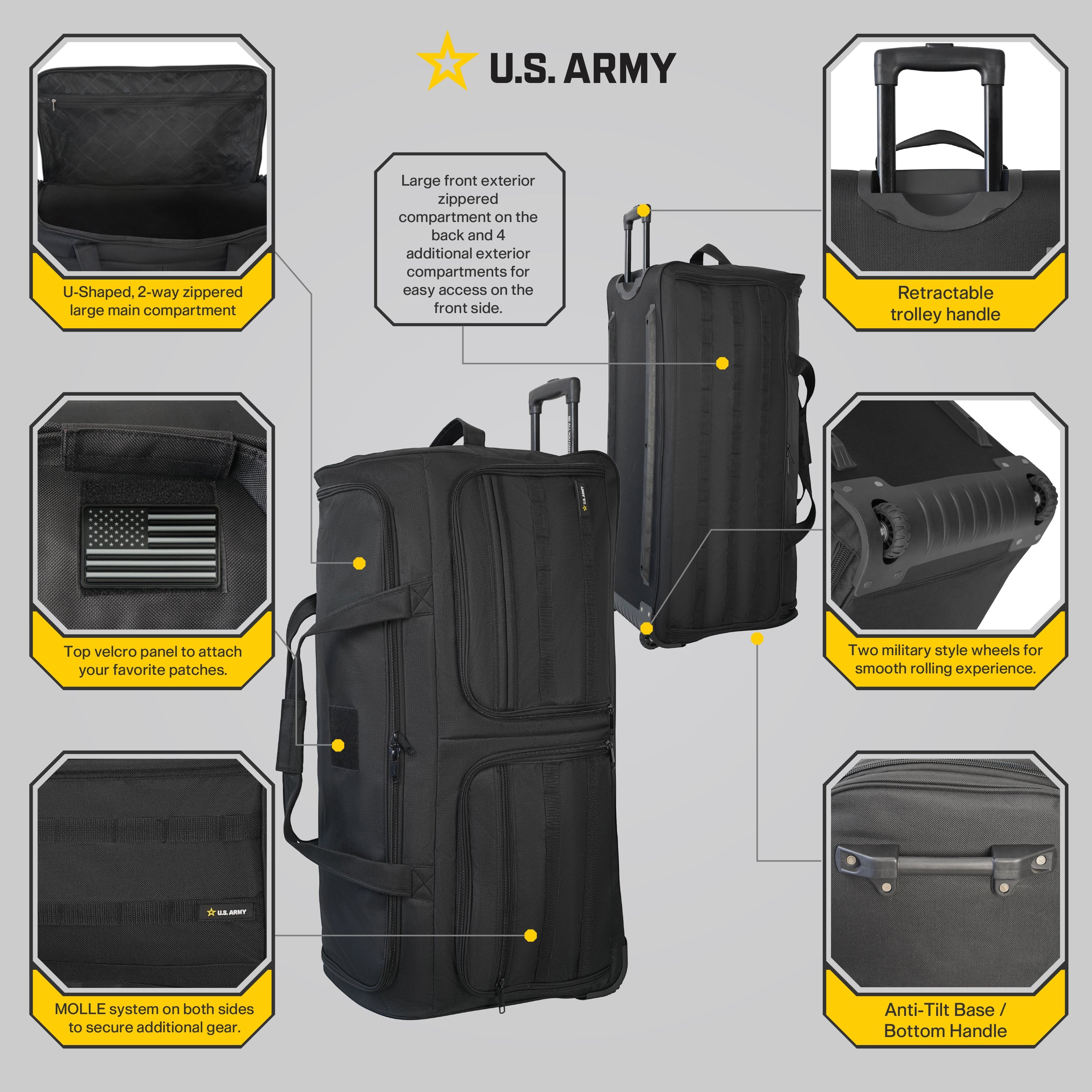 U.S. ARMY ROMEO 36-inch XL Tactical Rolling Duffel