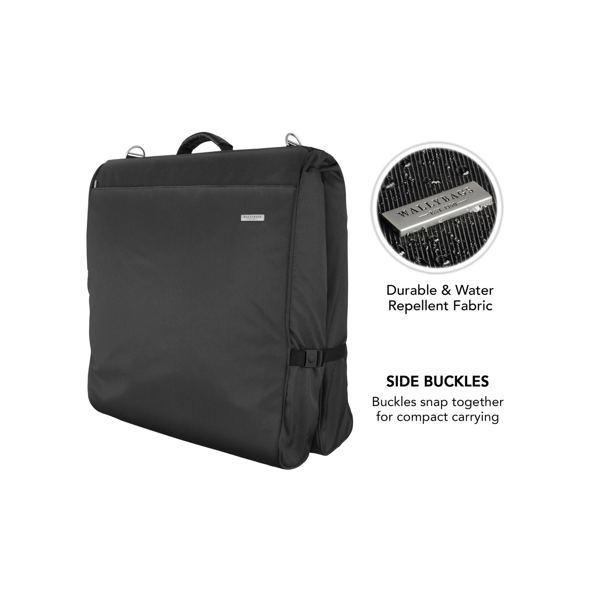 WallyBags Premium Framed Travel Garment Bag with Shoulder Strap 45"