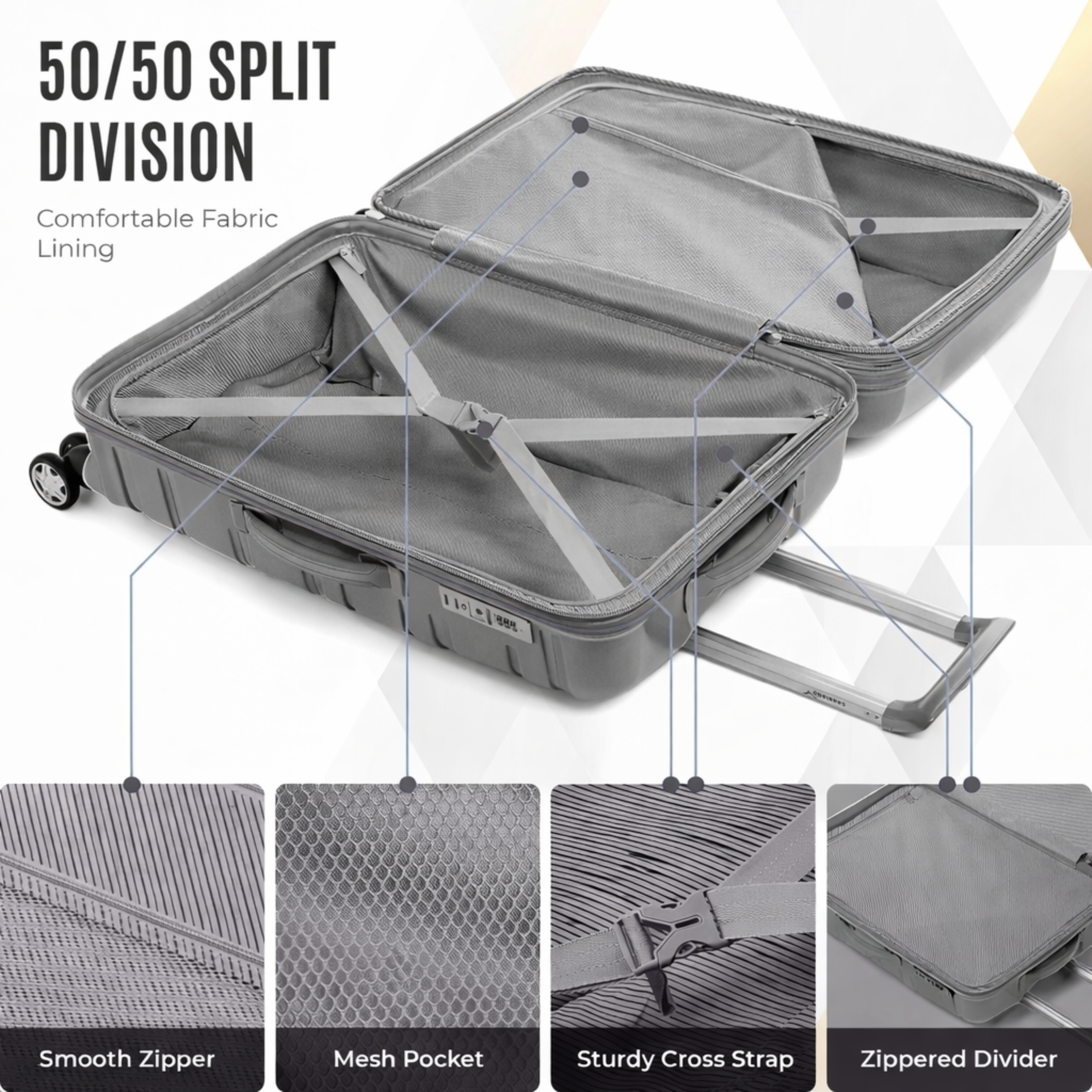 Juego de maletas rígidas Gabbiano con 8 ruedas, de polipropileno multicapa duradero, 3 piezas, 22, 26 y 31 pulgadas