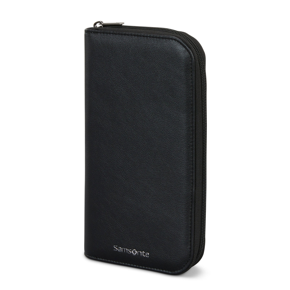 RFID Zip Travel Wallet Black FRONT