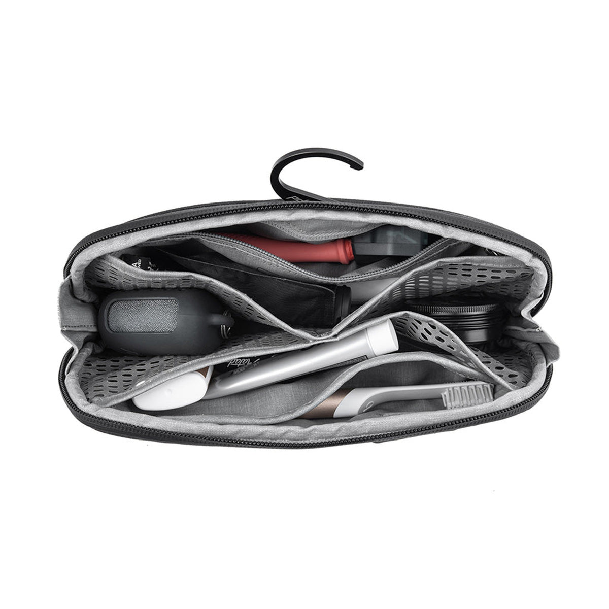 Peak Design Wash Pouch Small Black open packed interior