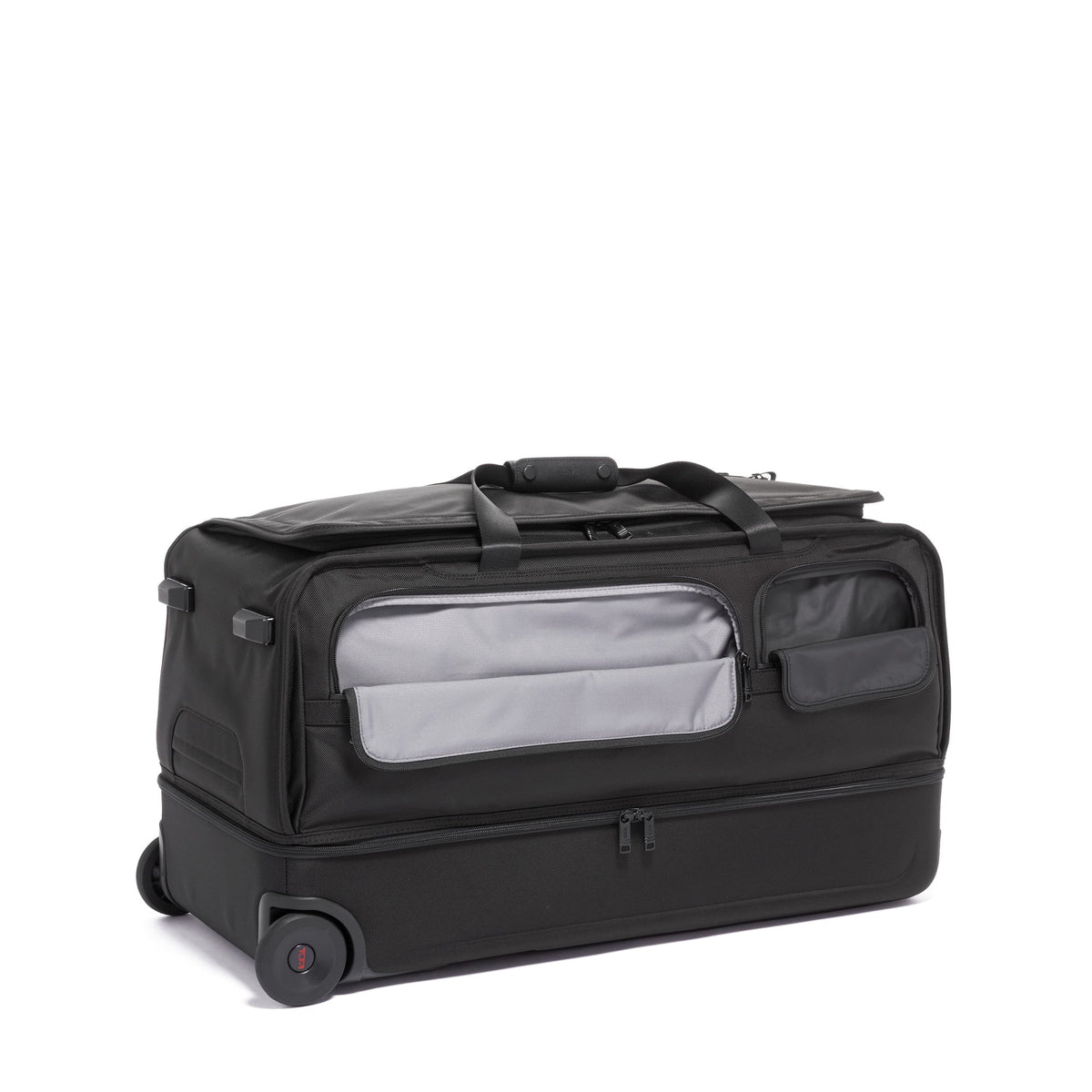 Tumi Alpha 3 Large Split 2 Wheeled Duffel Bag Black pockets open
