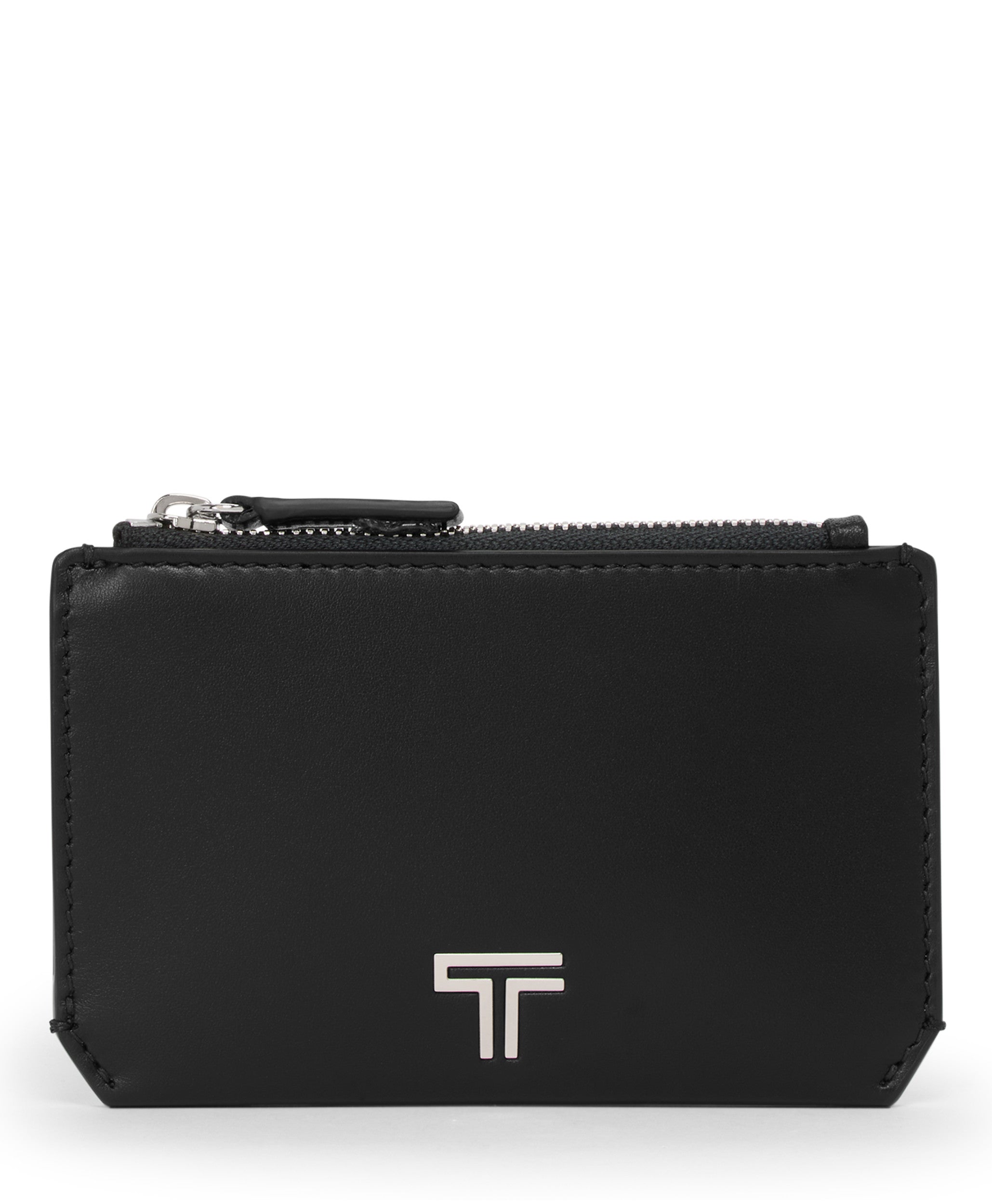Tumi Turin Small Zip Card Case Black Noir FRONT