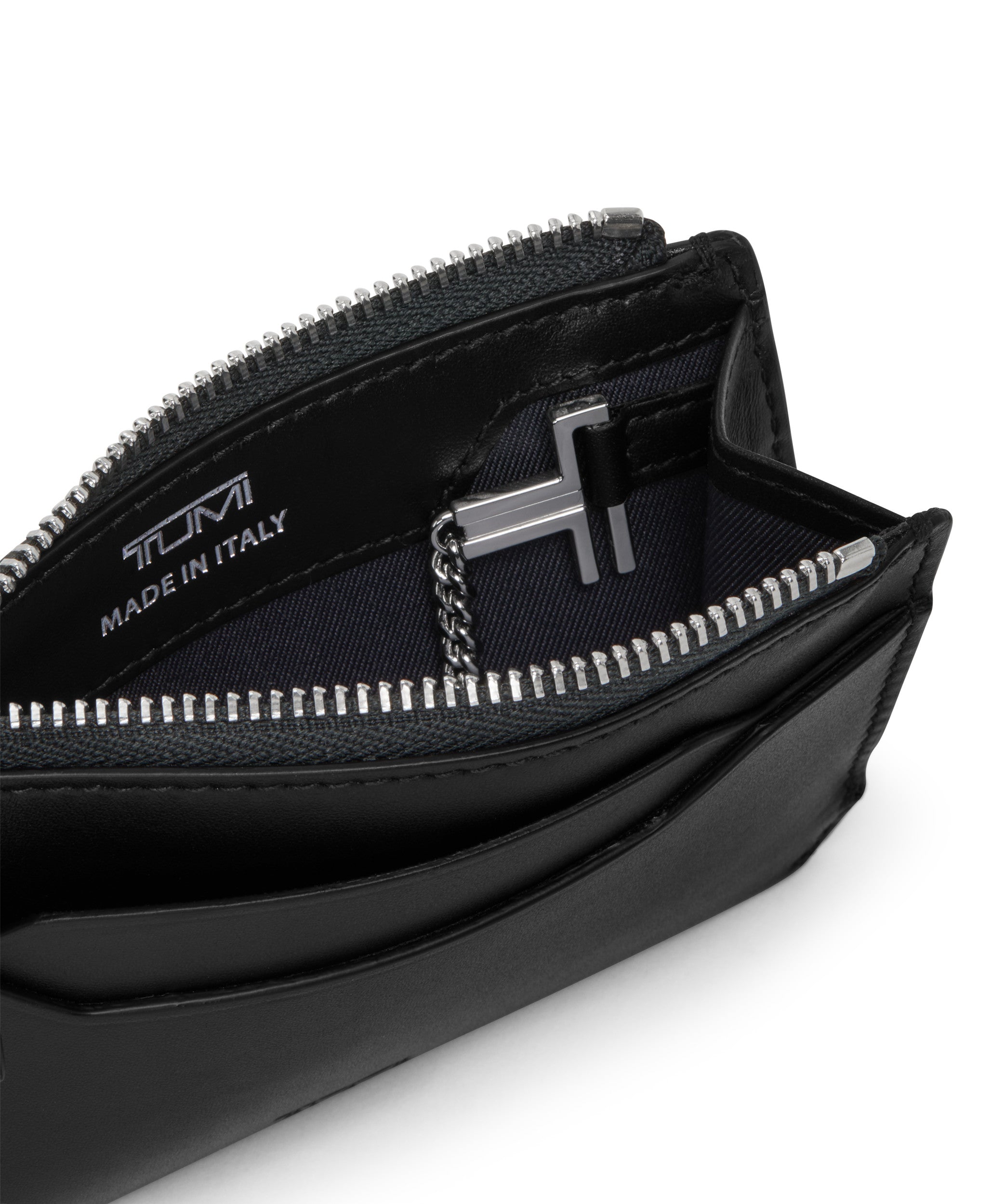 Tumi Turin Small Zip Card Case Black Noir INTERIOR