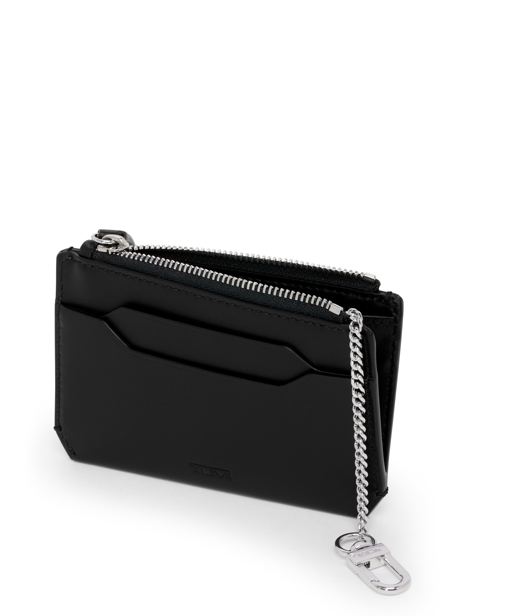 Tumi Turin Small Zip Card Case Black Noir SIDE-KEYCHAIN