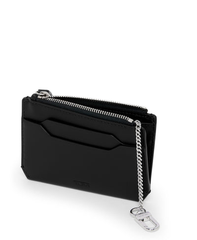 Tumi Turin Small Zip Card Case Black Noir SIDE-KEYCHAIN