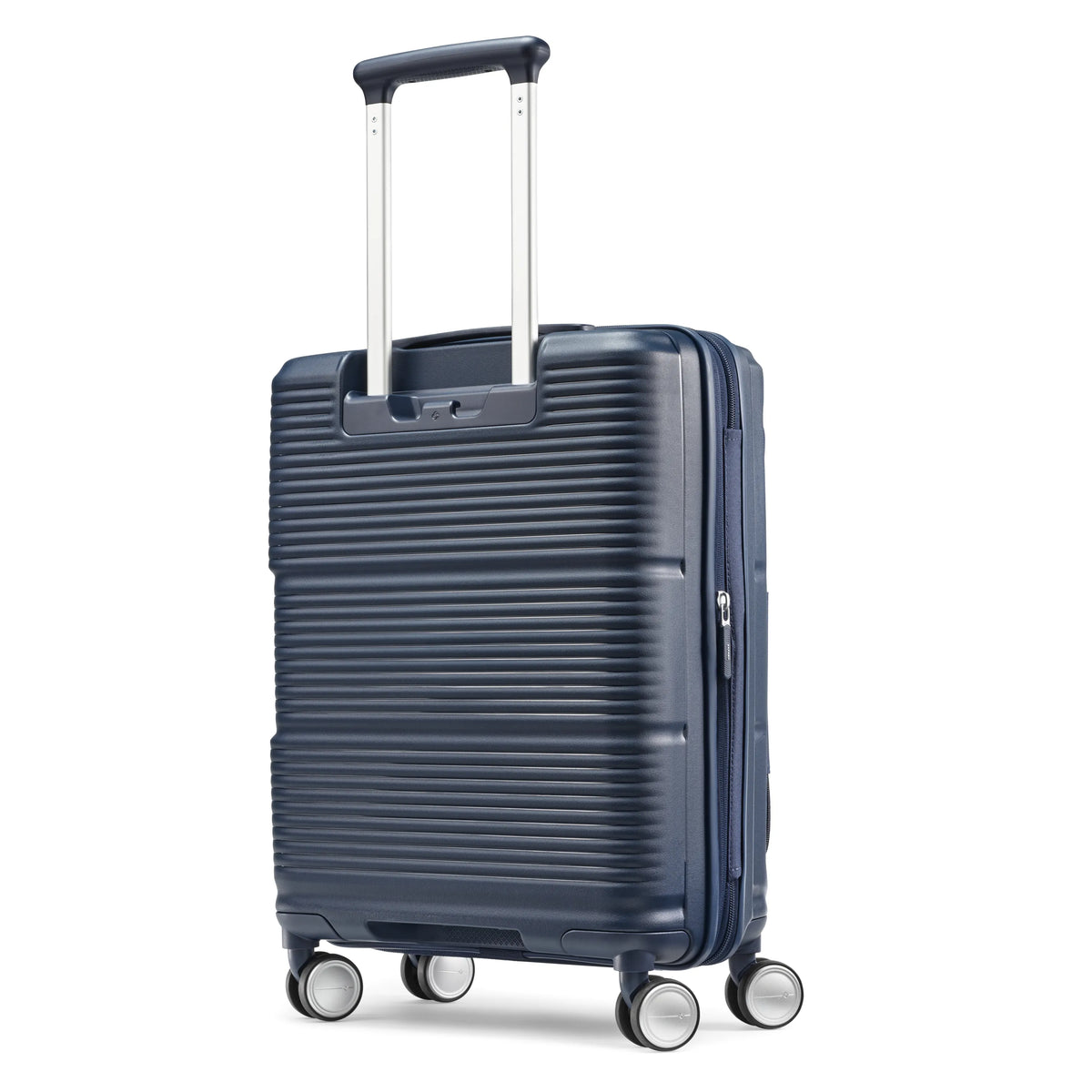 Samsonite Paralux Global midnight navy carry-on hardside spinner, three-quarter rear view