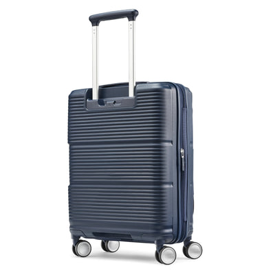 Samsonite Paralux Global midnight navy carry-on hardside spinner, three-quarter rear view