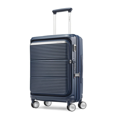 Samsonite Paralux Global midnight navy carry-on hardside spinner, three-quarter front view