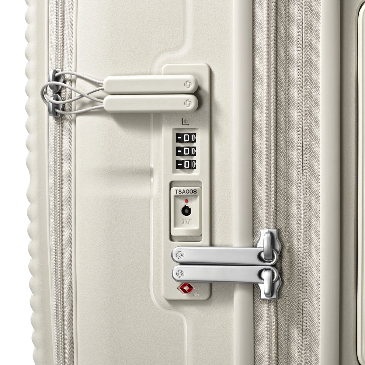 Samsonite Paralux Global stone grey carry-on hardside spinner, TSA lock and zipper pulls
