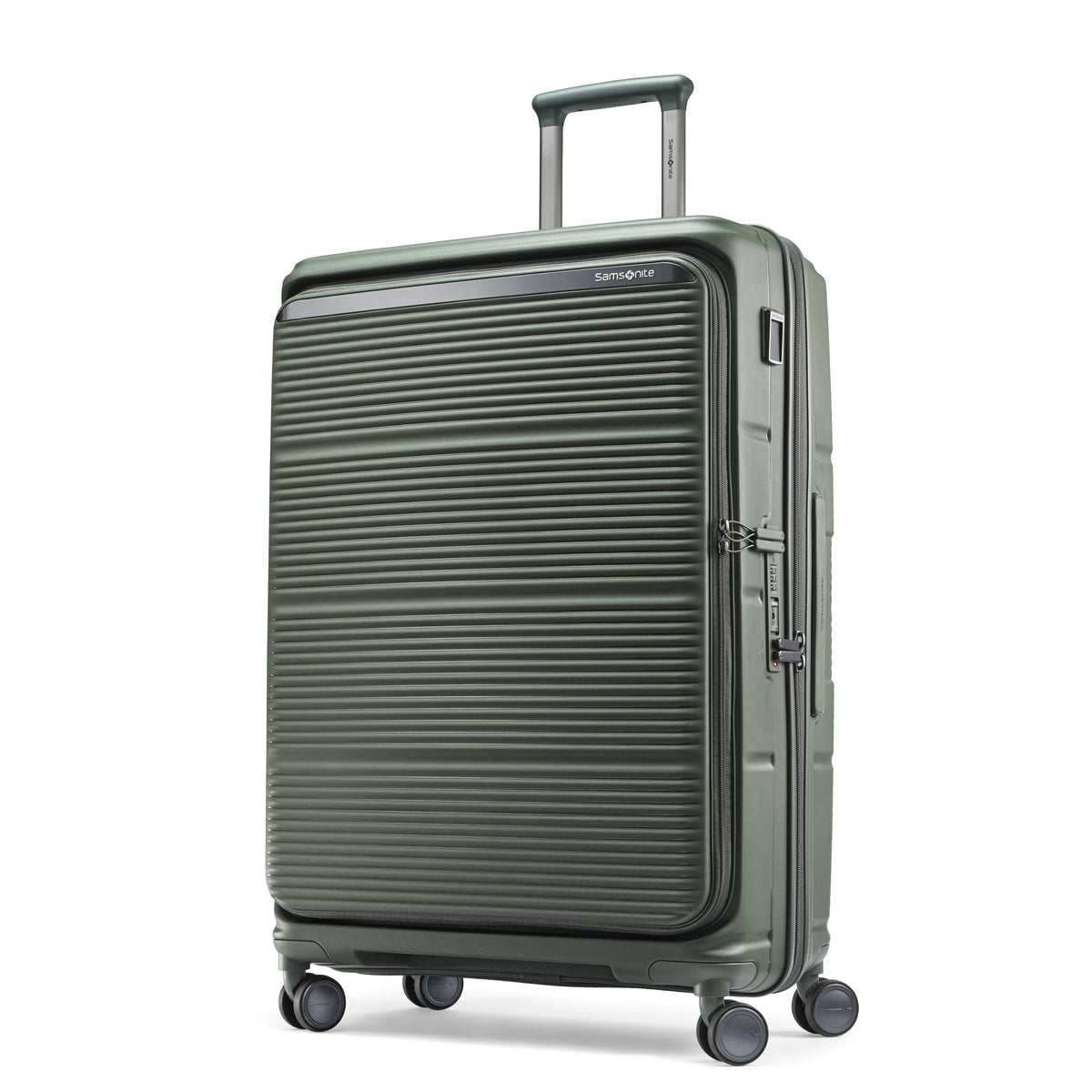 Samsonite Paralux olive large checked hardside spinner, front34 